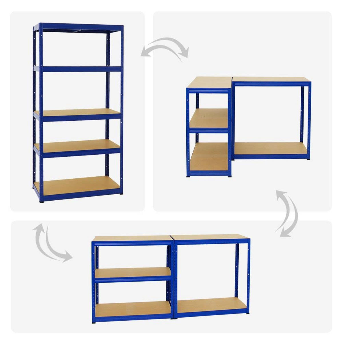 SCHWERLASTREGAL Slim Elephant S 2er-Set mit 2x 180x90x45 cm 5 Ebenen Fachlast 350 kg Blau - Blau, Metall (180/180/45cm) - PROREGAL
