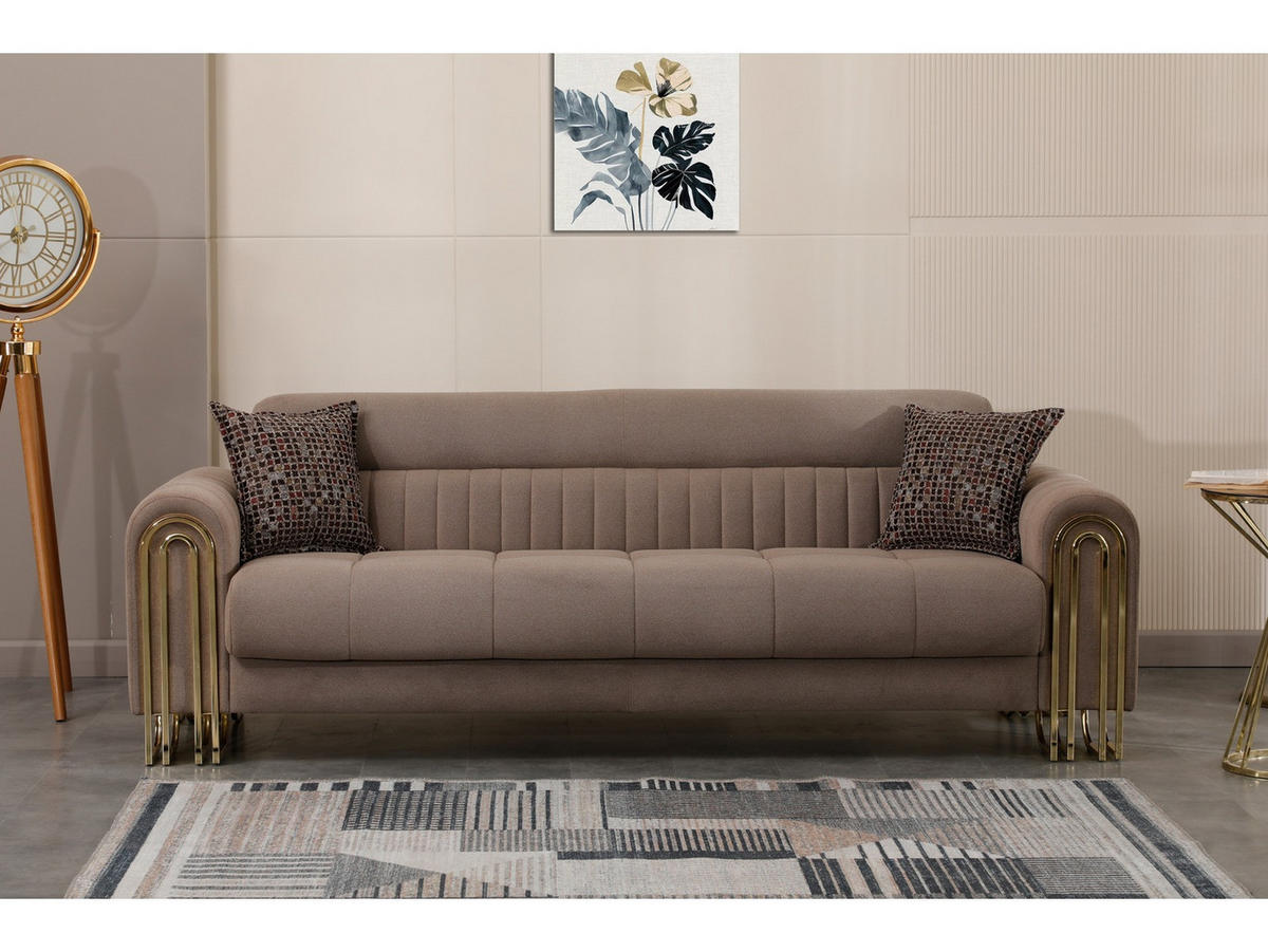 SITZGARNITUR Multan, Braun Stellvariante 3+3+1 - Braun, Holzwerkstoff/Metall (243/85/95cm)