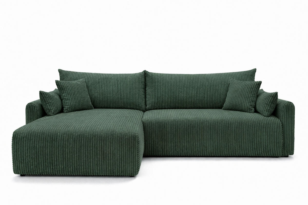 ECKSOFA Mit Schlaffunktion, Cordstoff Poso, Grün, Links, JAPANDI - Grün, Holz (262/145cm) - Kaiser Möbel