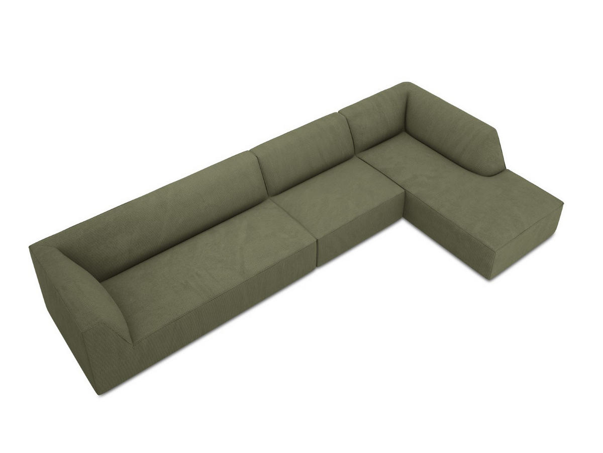 ECKSOFA rechts Ruby aus Cord grün 5 Sitzplätze - Grün, Textil (180/366cm) - Micadoni