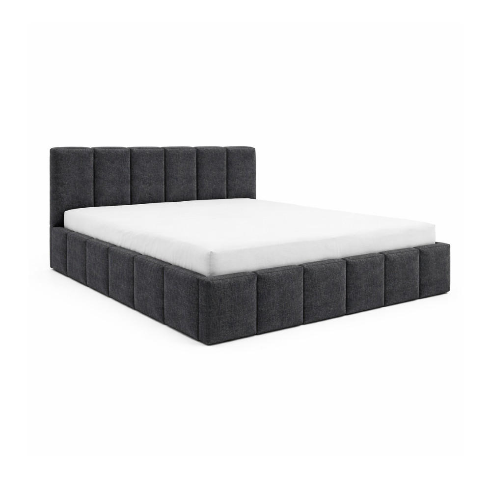 POLSTERBETT NUBO Slim 160x200 cm mit Bettkasten (Perfect Harmony 90) - Anthrazit, Holz (200/160cm) - Dekori_Interiors