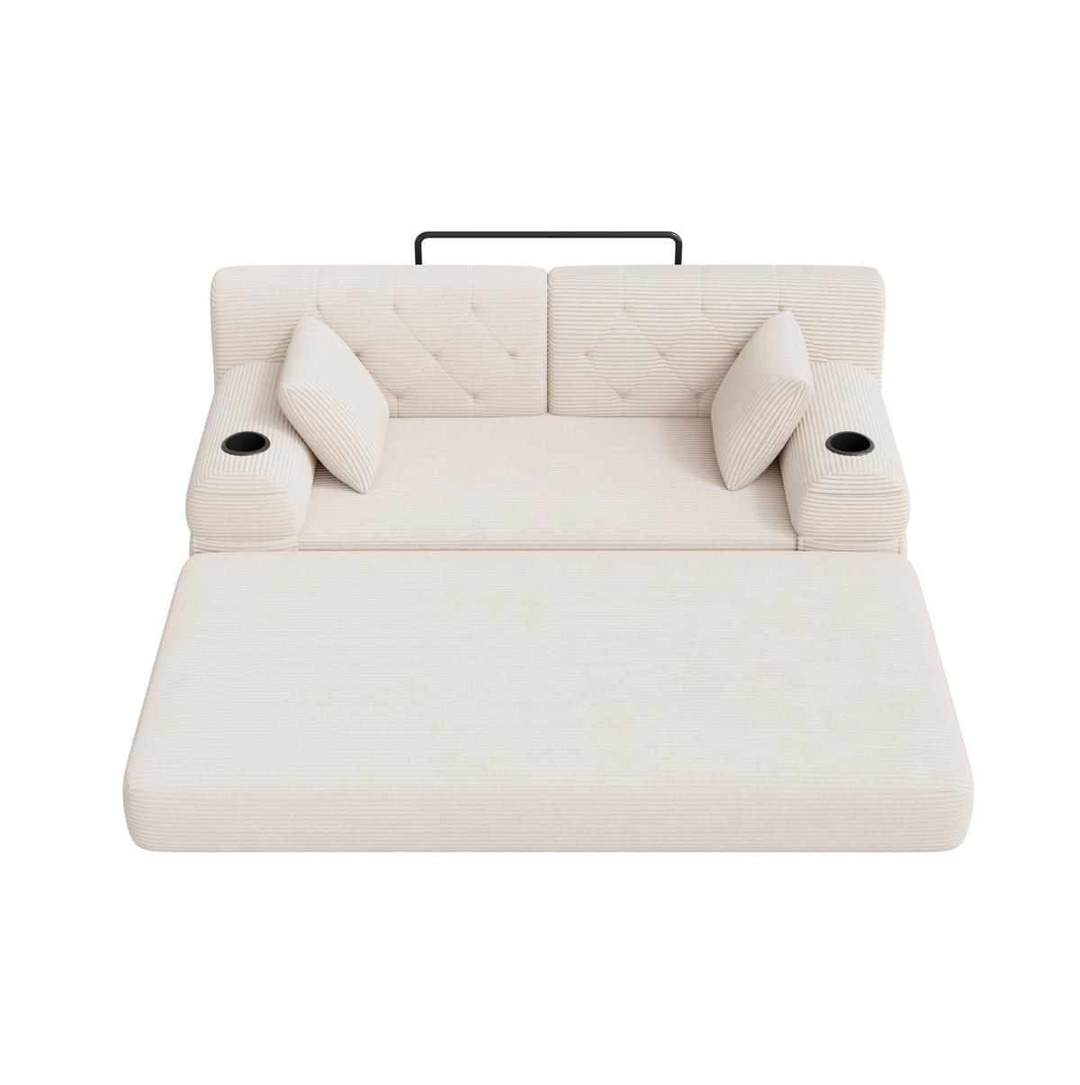 SCHLAFSOFA 2-Sitzer mit hoher Rückenlehne 168 cm Beige - Beige, Kunststoff (80/81/168cm) - Meubliv