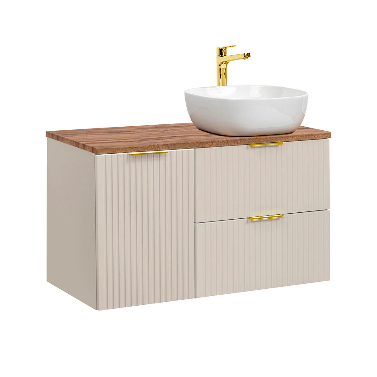 WASCHTISCH 100.8cm Adriel Kaschmir und Holz - Beige, Holzwerkstoff (100.8/59/46cm) - Petits-meubles
