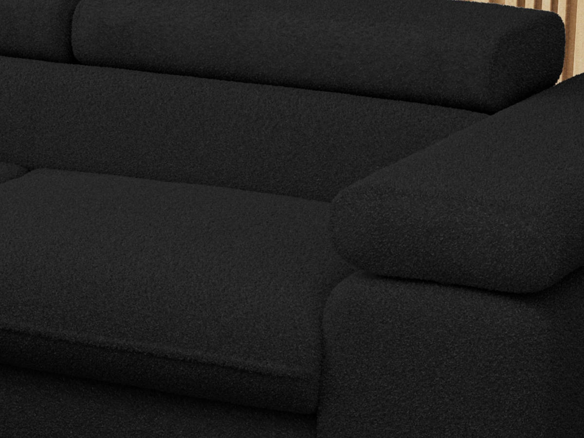 ECKSOFA PEDRO L Schwarz Boucle - Links Seite - Schwarz, Textil/Metall (208/273cm) - MKS