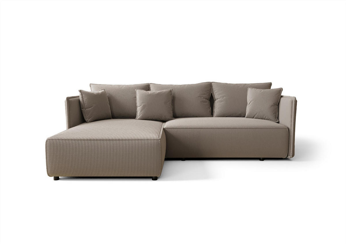 ECKSOFA Evora - Hellbraun, Holzwerkstoff/Textil (245/185cm) - Fun Möbel