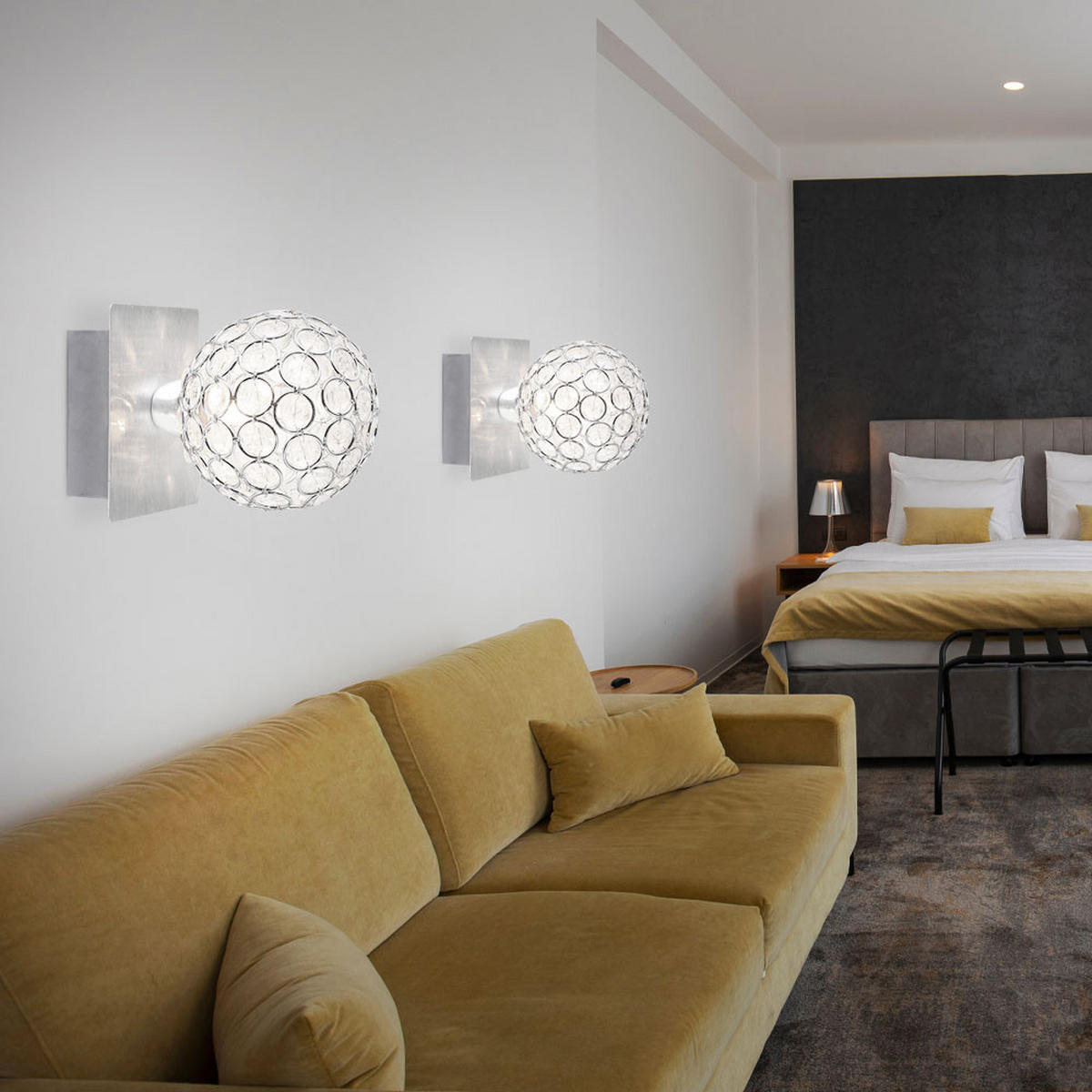 WANDELEUCHTE Aluminium Silber 2er Set - Silberfarben, Metall (11/11/15cm) - Globo Lighting