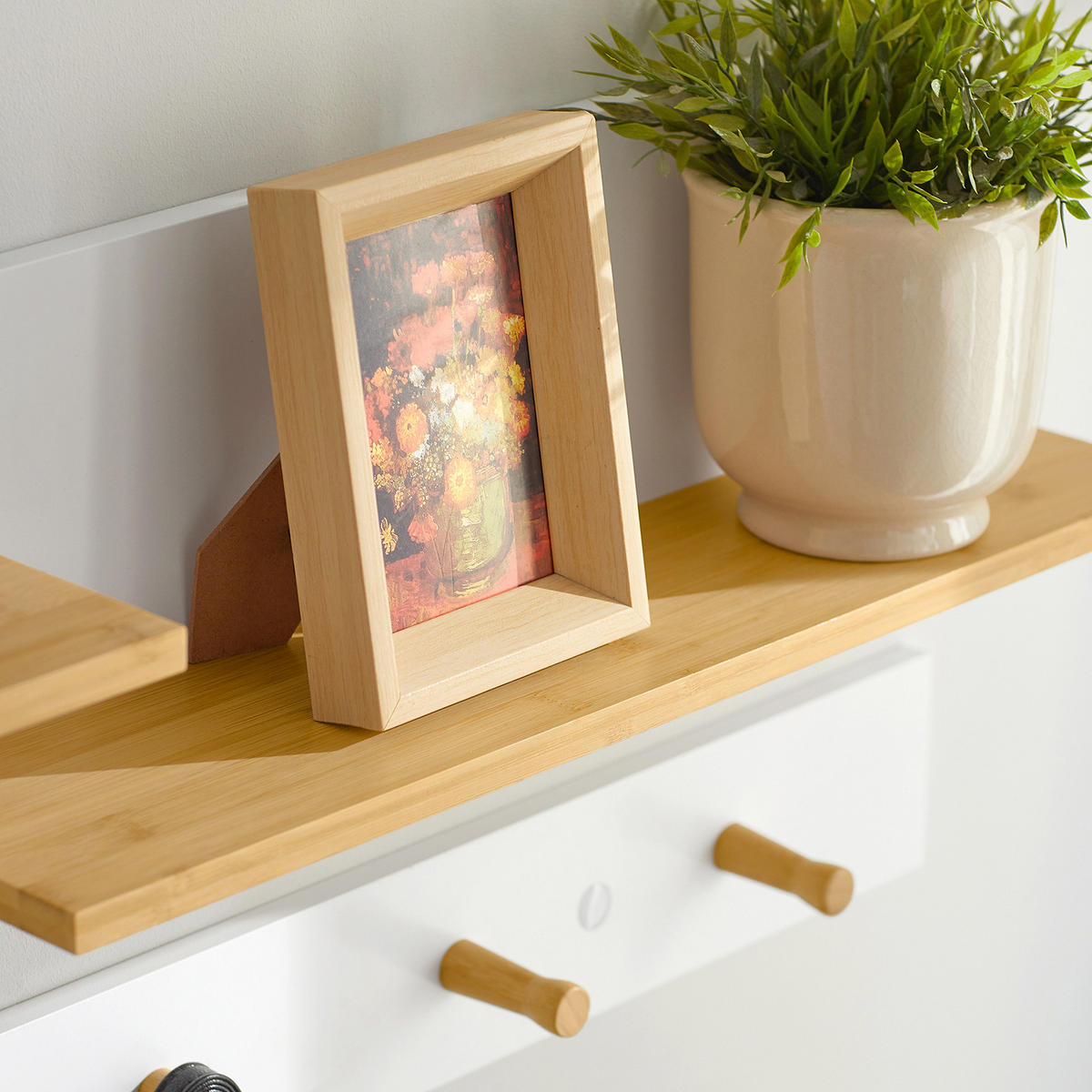 WANDGARDEROBE Weiß-Natur - Weiß/Naturfarben, Holzwerkstoff (90/30/15cm) - SoBuy