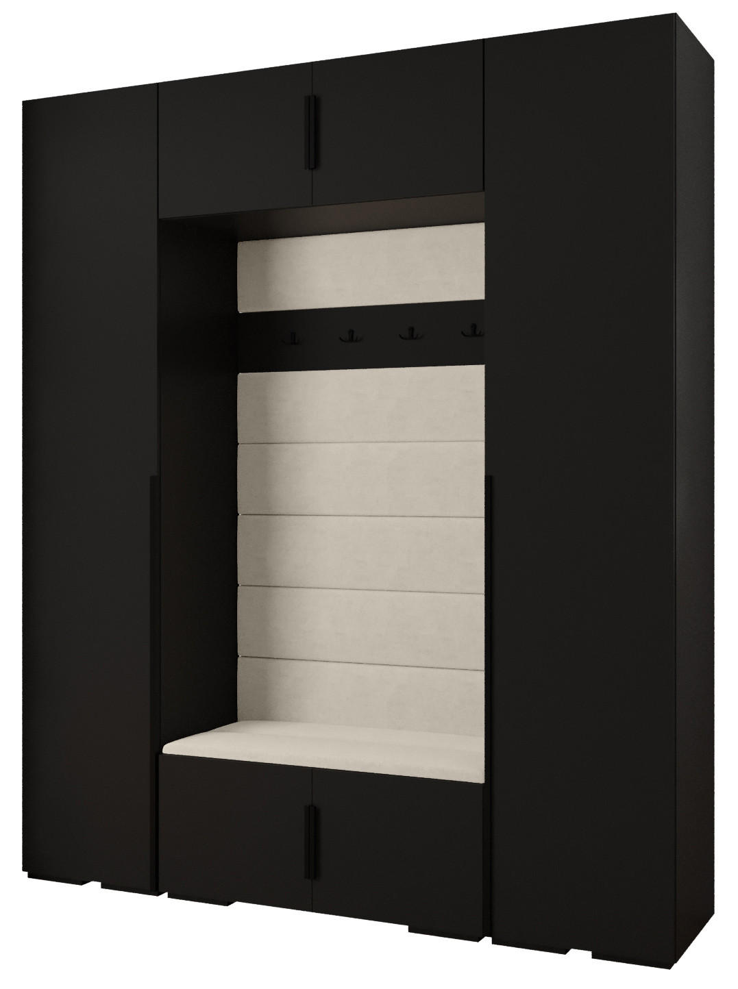 Abiks Möbel Garderoben-Set Schwarz, Beige, Schwarz 200x236.7x47 cm
