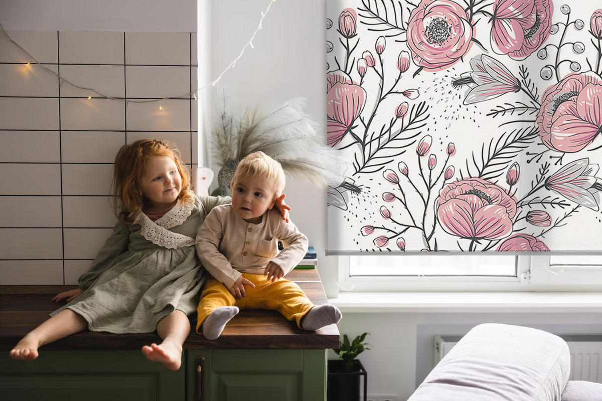 VNÚTORNÁ roleta - okenná roleta - roleta - 150x180 cm - Kvetné puky zo stromu - pink, plast (150/180/0.5cm) - TULUP