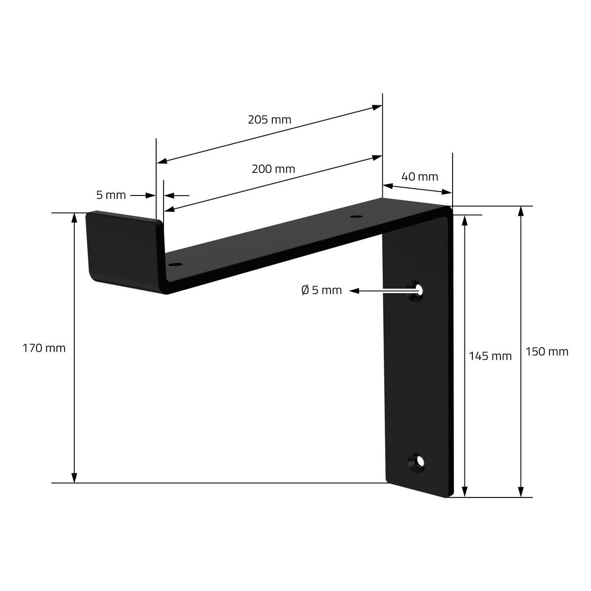 REGALHALTERUNG 2er Set - Schwarz, Metall (14.5/4/20cm) - ML-DESIGN
