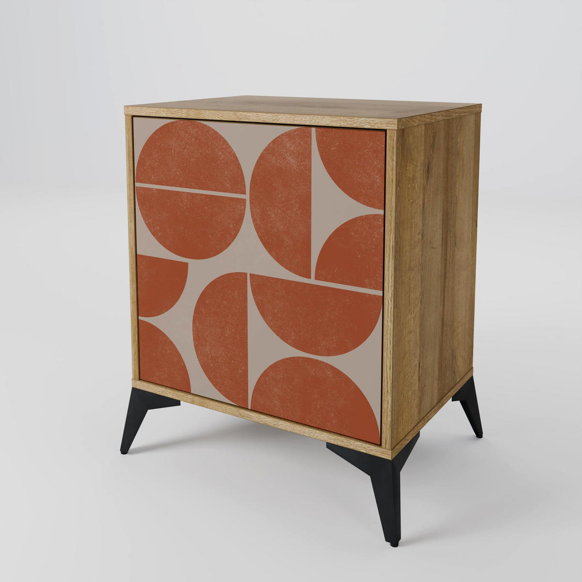 SIDEBOARD REPETITION COMPULSION, Eichefarben, 57,5x42x72,5 cm, Schwarze Metallfüße - Eichefarben/Multicolor, Holzwerkstoff/Metall (57.5/72.5/42cm) - SpaceRebels