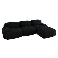 ECKSOFA in Schwarz aus Cord, modular, rahmenlos und montagefrei - Schwarz, Textil (178/298cm) - Flora Grace