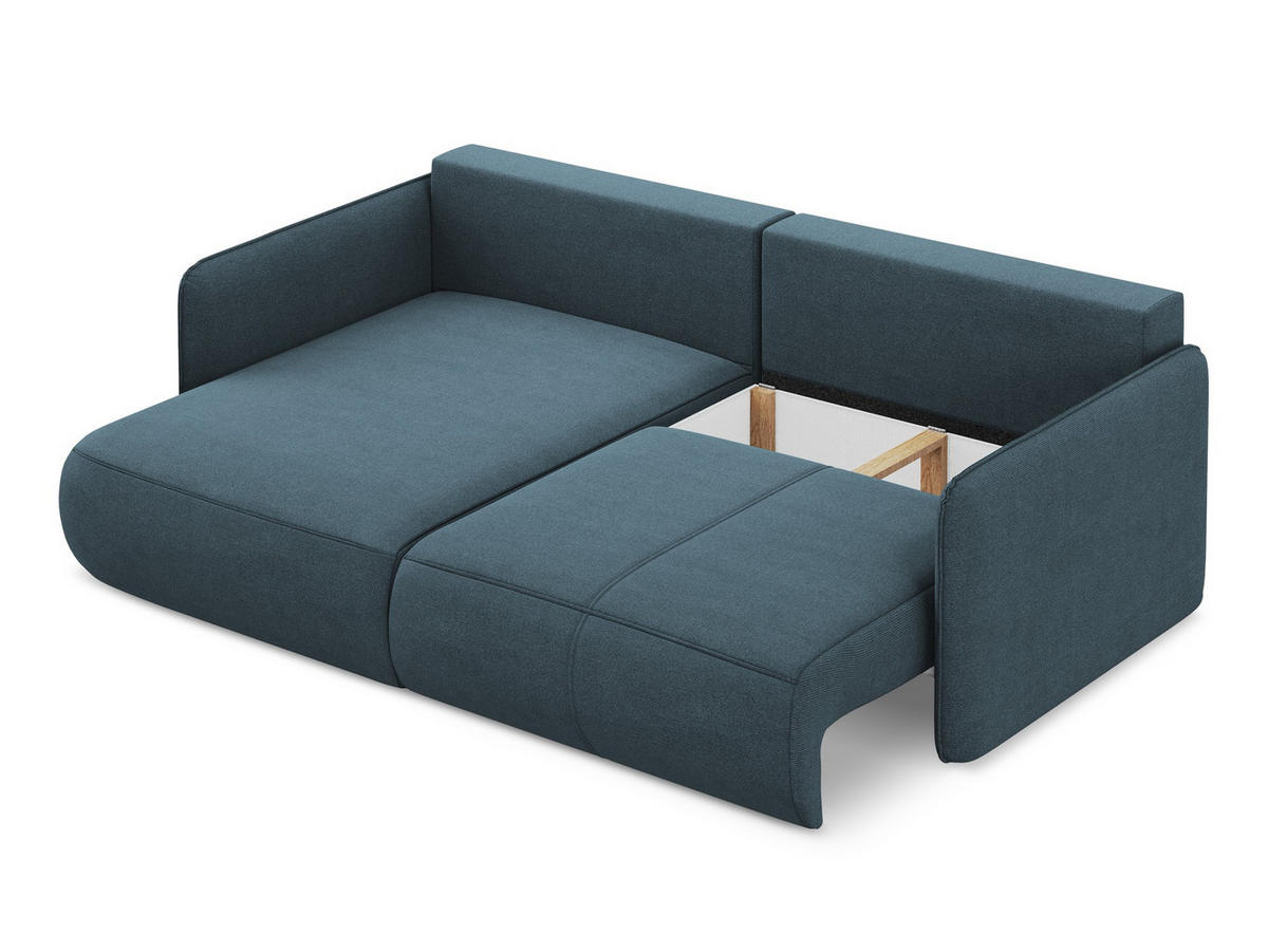 ECKSOFA mit Schlaffunktion Strukturstoff Stoff Blau - Blau/Blaugrau, Kunststoff/Textil (148/207cm) - Makamii