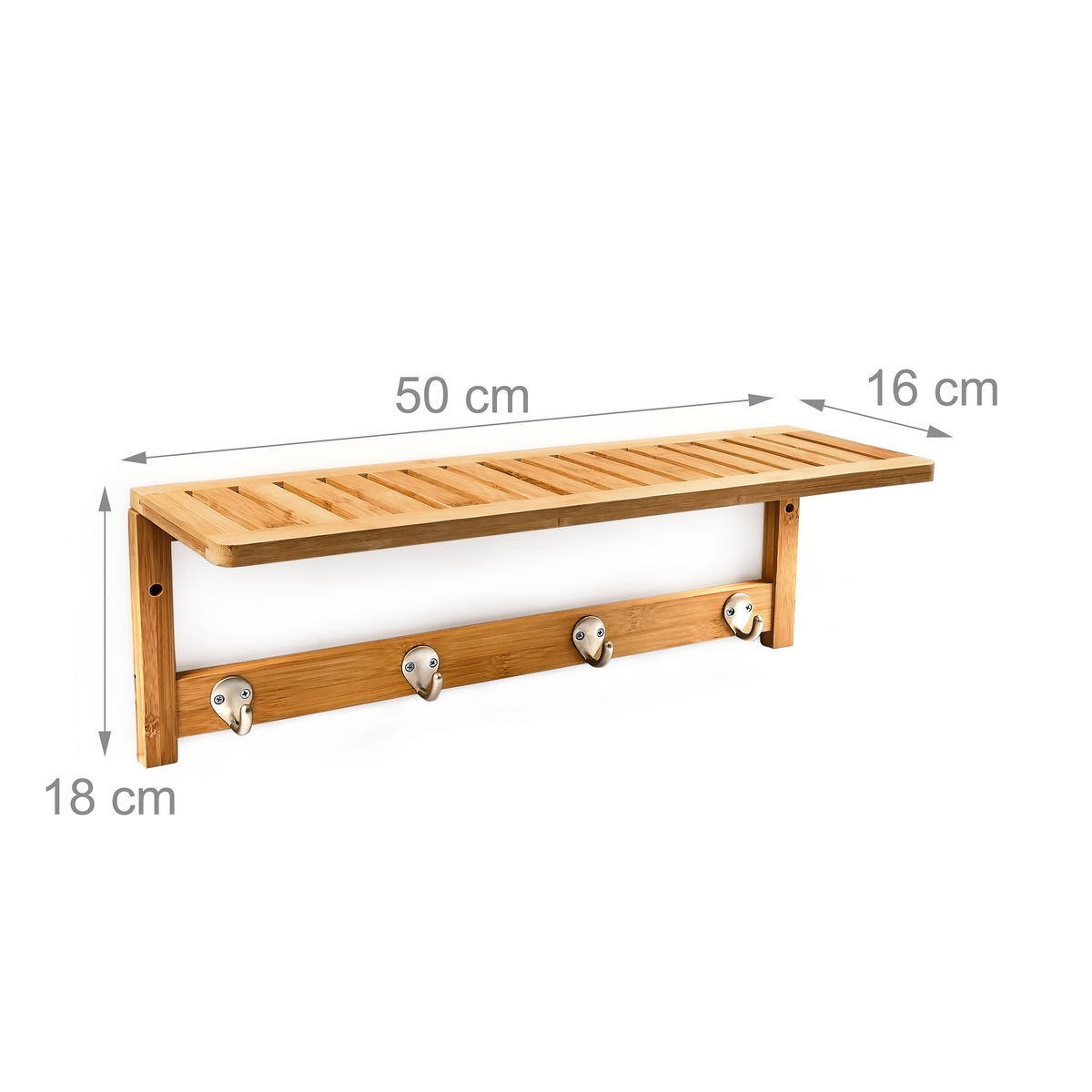 WANDREGAL - Hellbraun, Holz/Metall (16/18/50cm) - Relaxdays