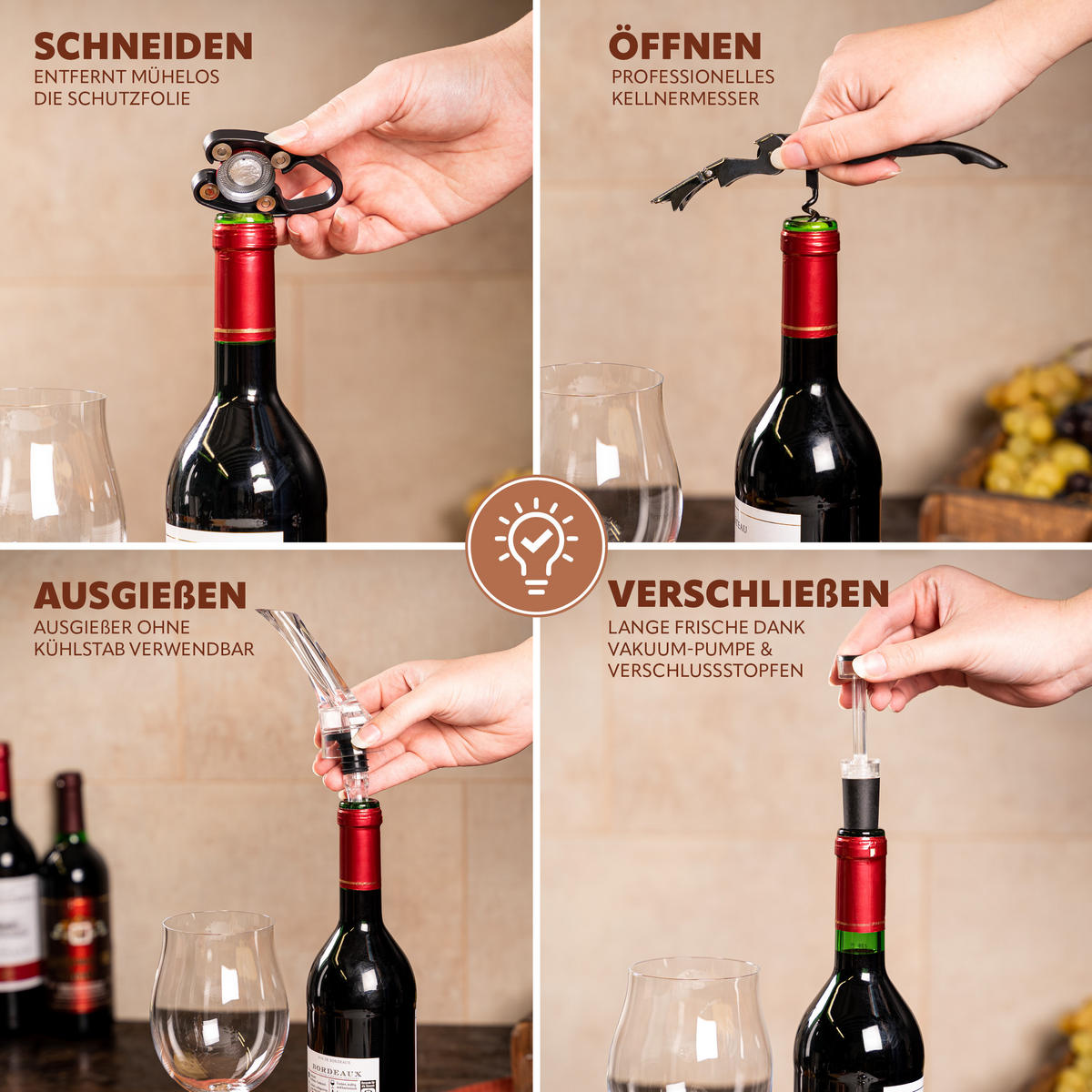WEINREGAL-SET 6tlg, Akazienholz - Akaziefarben, Holz (38/12.5/16cm) - eluno