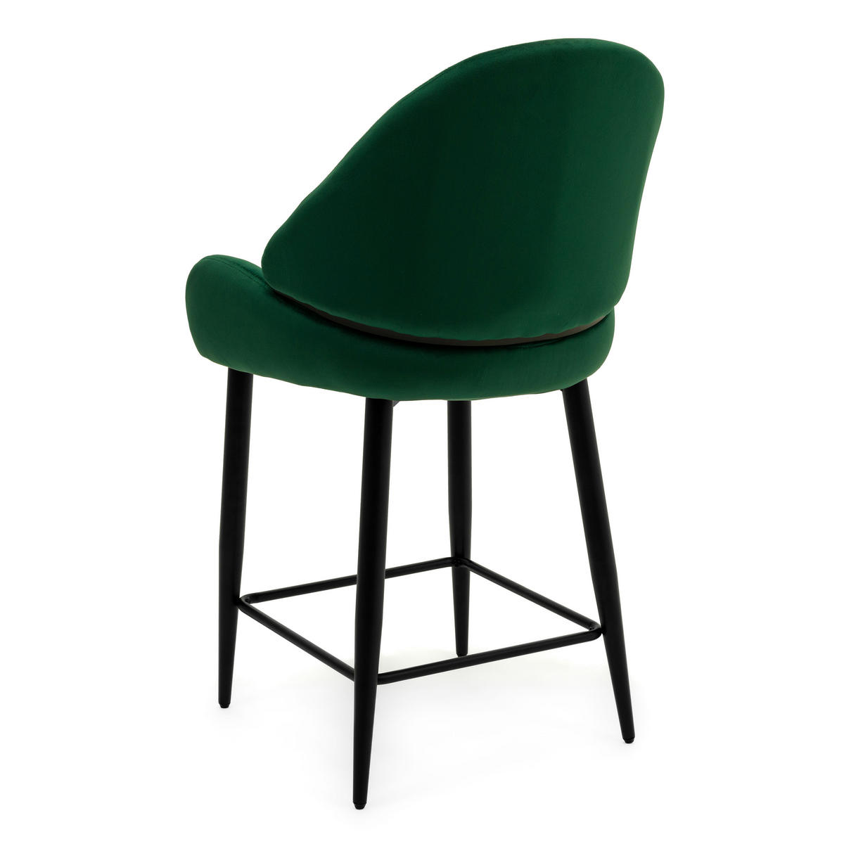 BARHOCKER BERGAMO gepolsterter mit Steppung - grün - Samt Velour - Schwarz/Grün, Textil/Metall (56/106/61cm) - NEW HOME