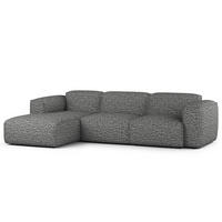 3-SITZER ECKSOFA mit Longchair - Schwarz/Grau, Kunststoff/Textil (284/173cm) - home24