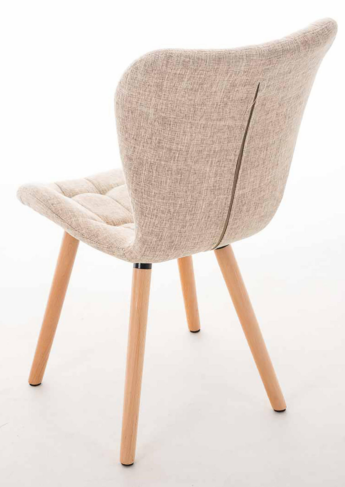 STUHL 4er Set Stoff creme - Eukalyptusholzfarben/Creme, Holz/Textil (50/88/63cm) - CLP