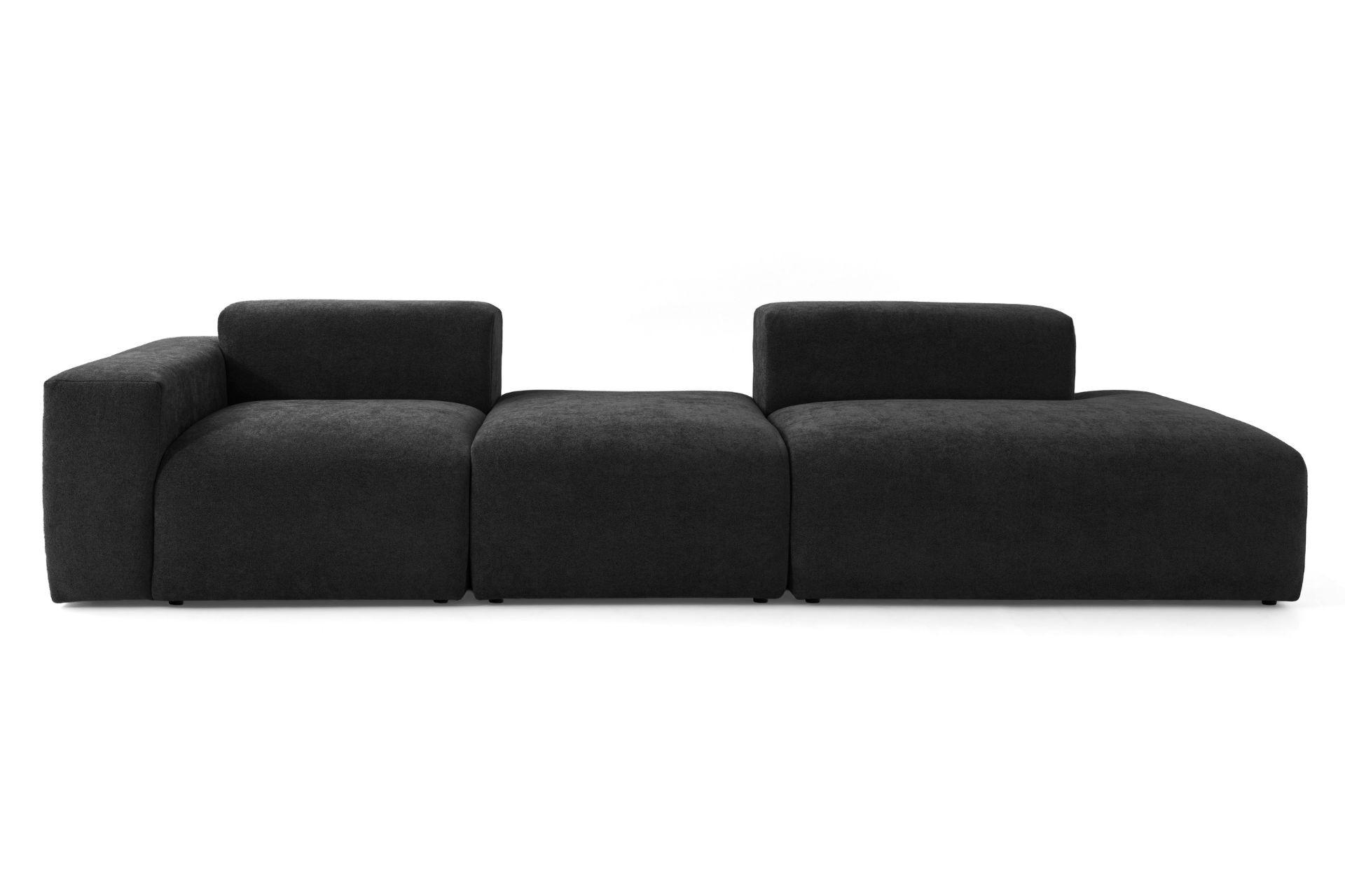 4-SITZER modulares Sofa HEAVEN SET 4 Rechts, Breite 335 cm Webstoff Schwarz - Schwarz, Holz/Kunststoff (102/71/335cm) - Muffo