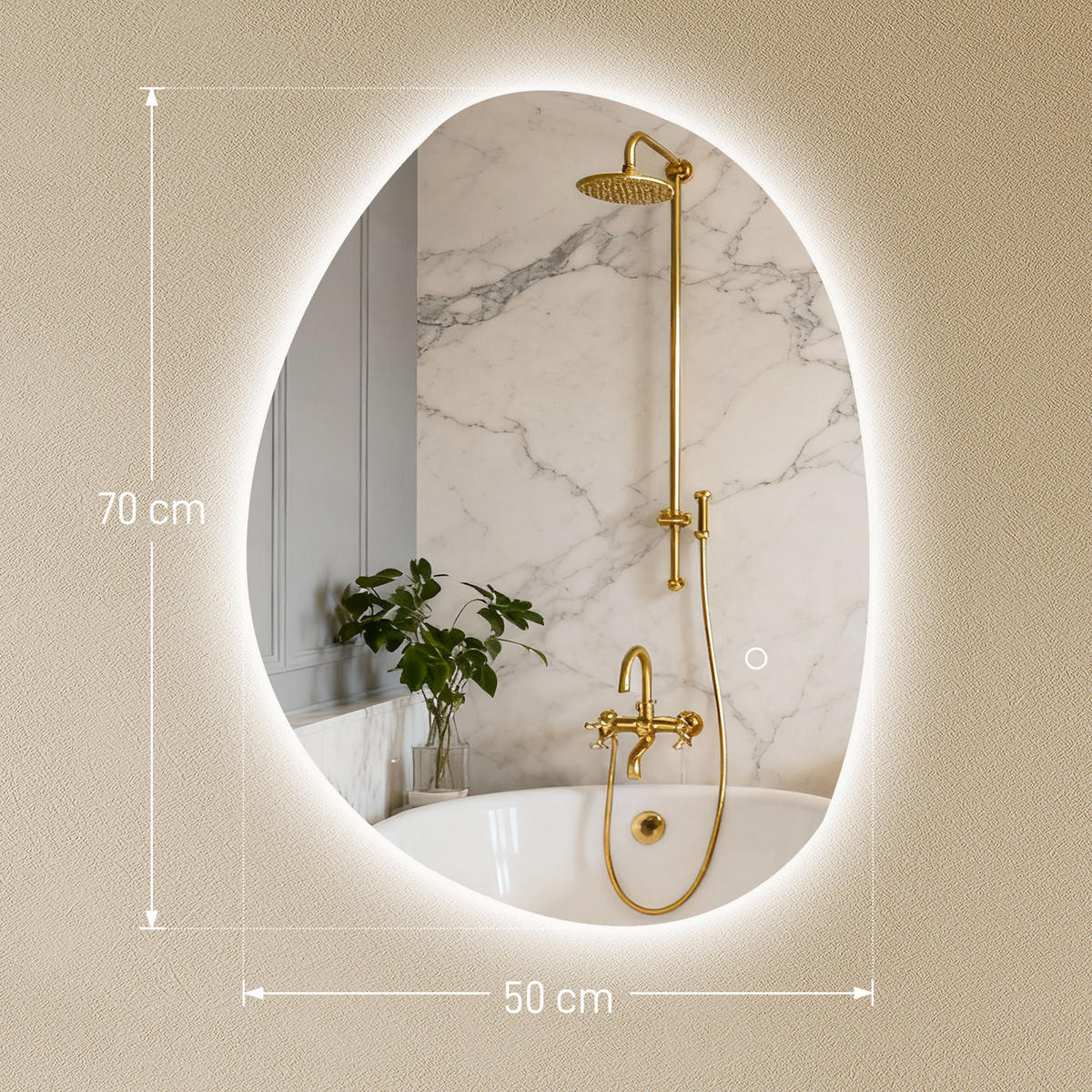 BADSPIEGEL DE-09286 Silber - Silberfarben, Glas (50/70/5cm) - ComfortXL