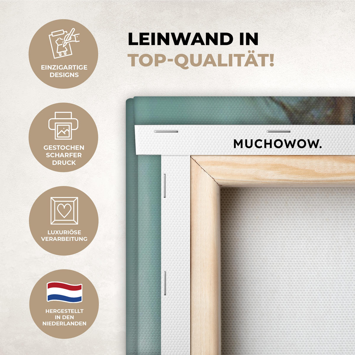 LEINWANDBILD Frau - Kunst - Schmuck - Porträt 90x90 cm - Blaugrau, Textil (90/90cm) - MuchoWow