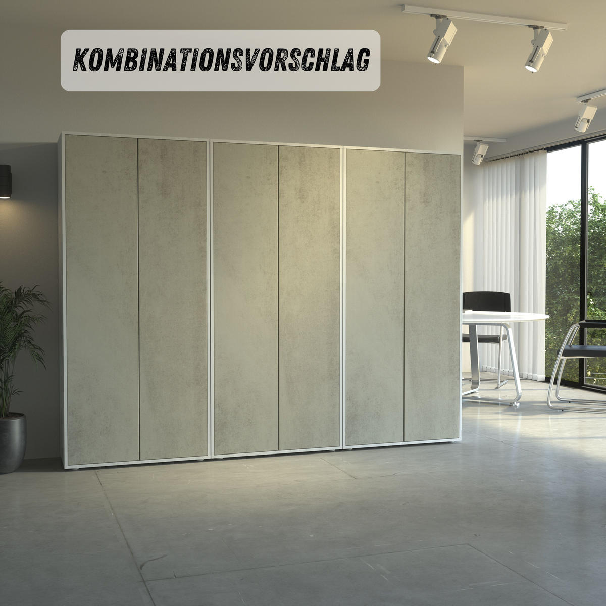 AKTENSCHRANK Amira T00 Beton Oxid 180/80/40 cm - Hellgrau, Holzwerkstoff (80/180/40cm) - SIMPLYFURN