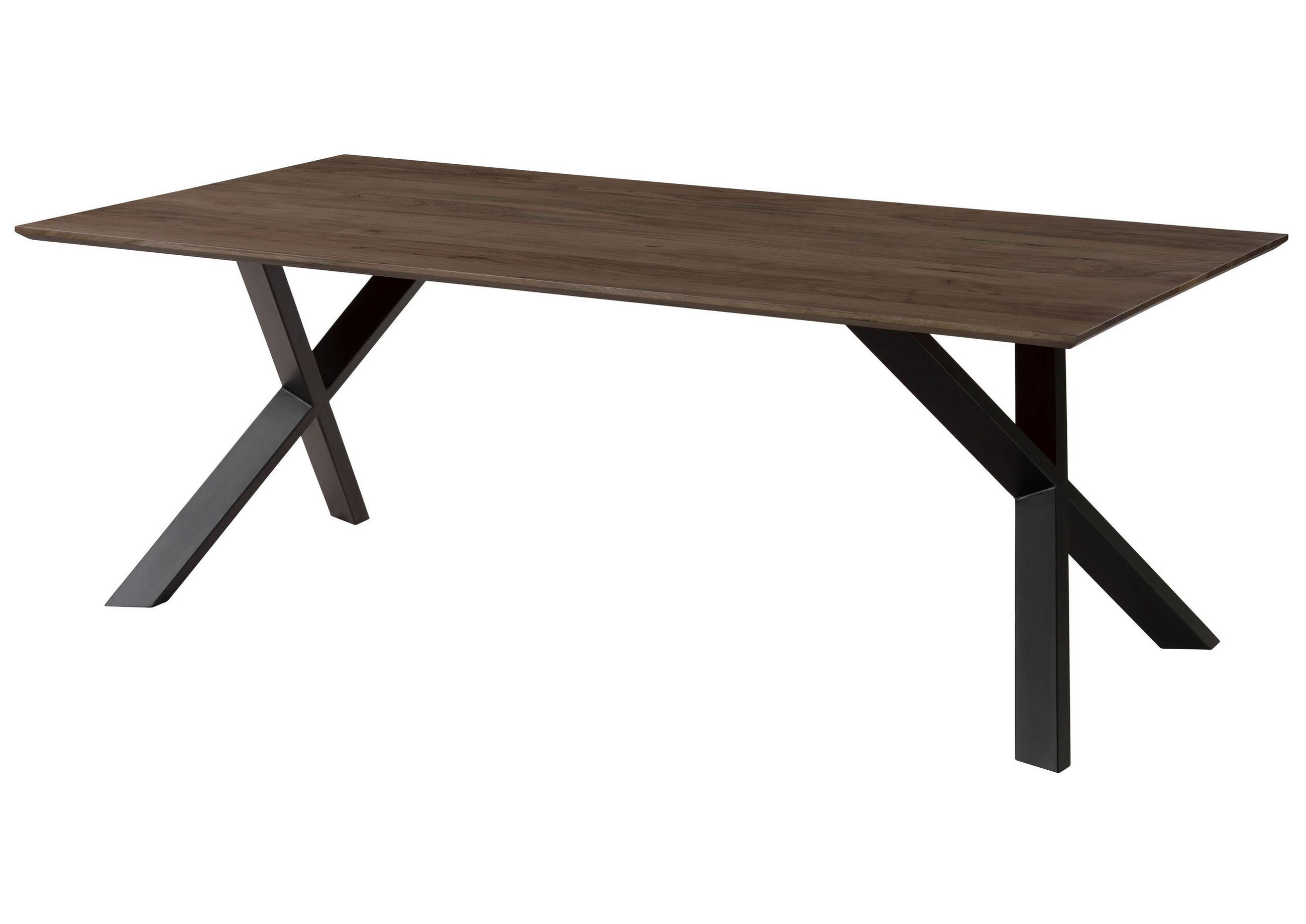 ESSTISCH Akazie 180x90x75 grau lackiert / ausgestellte X-Beine anthrazit matt SWISS EDGE - Grau, Holz (180/90/75cm) - Massivmoebel24