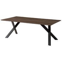 ESSTISCH Akazie 180x90x75 grau lackiert / ausgestellte X-Beine anthrazit matt SWISS EDGE - Grau, Holz (180/90/75cm) - Massivmoebel24