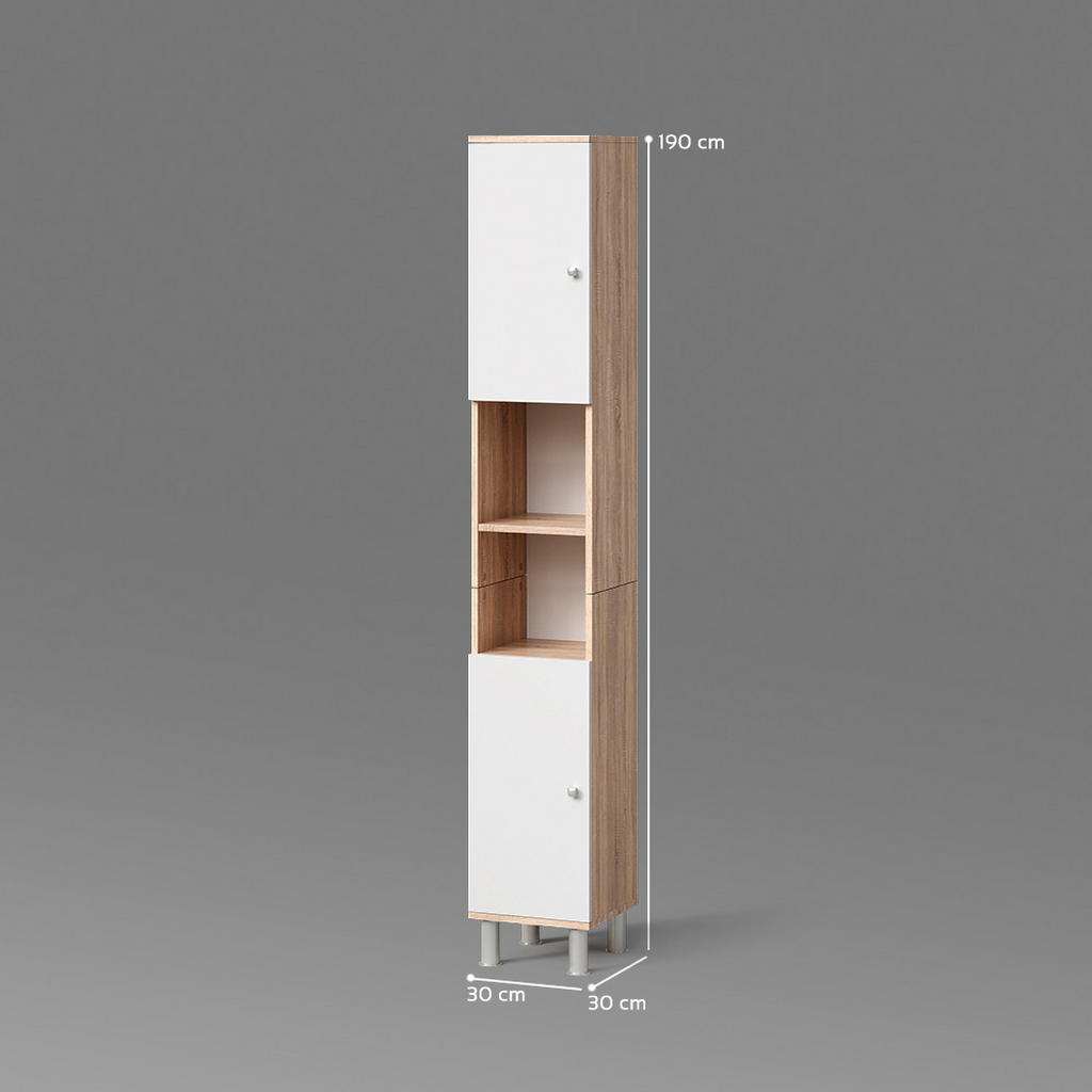 Thumbnail - Livinity® Badschrank, Sonoma Eiche, Holzwerkstoff, 6 Fächer, Quadratisch, 30x190x30 cm, Badezimmer, Badezimmerschränke, ...