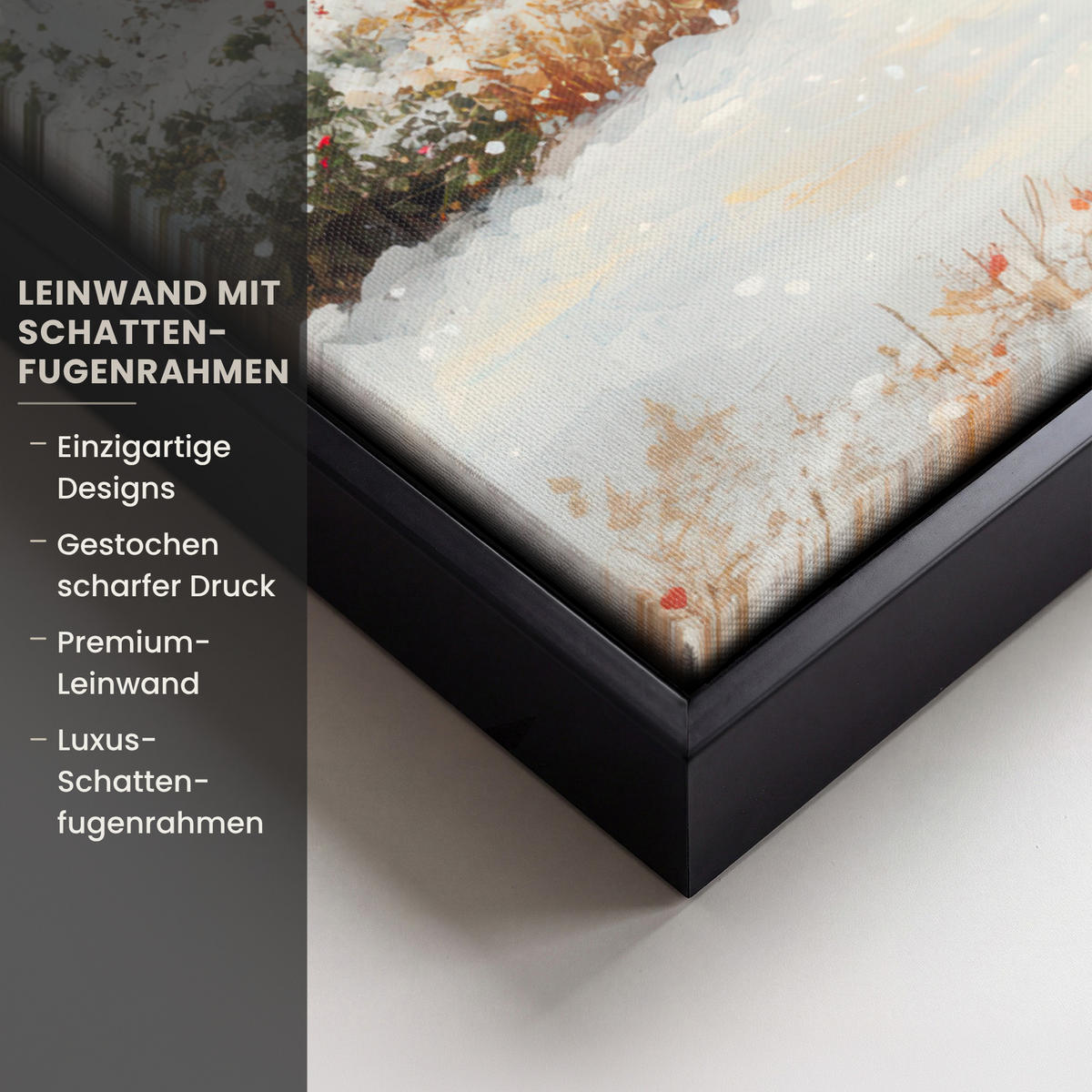 LEINWAND Bilder mit Rahmen - Weihnachten - Zuhause - Winter - Schnee - 50x70 - Creme, Textil (50/70cm) - MuchoWow
