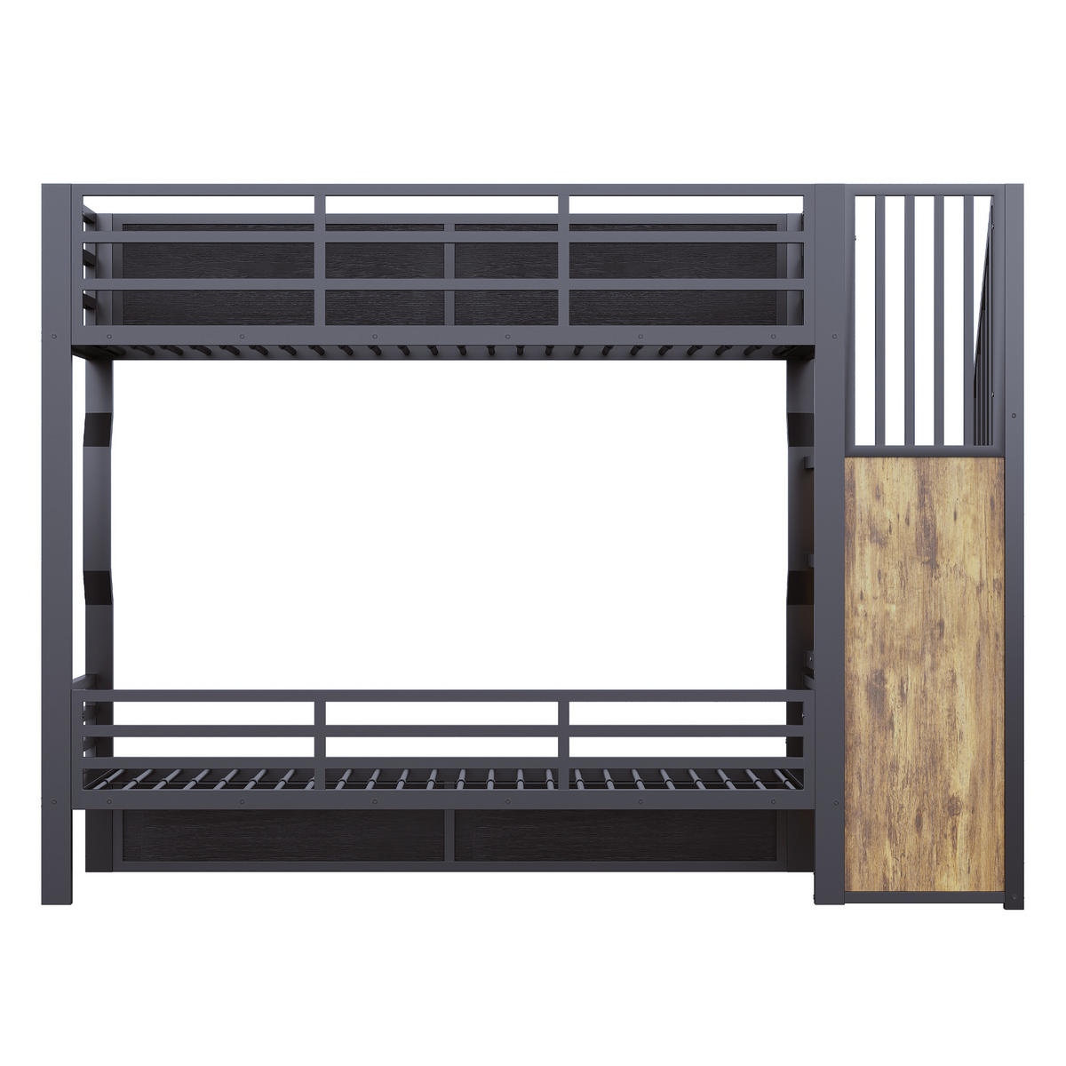 HOCHBETT 90x200cm Eisen Stauraum LED Jugendbett Schwarz - Schwarz, Metall (90/200cm) - FLIEKS