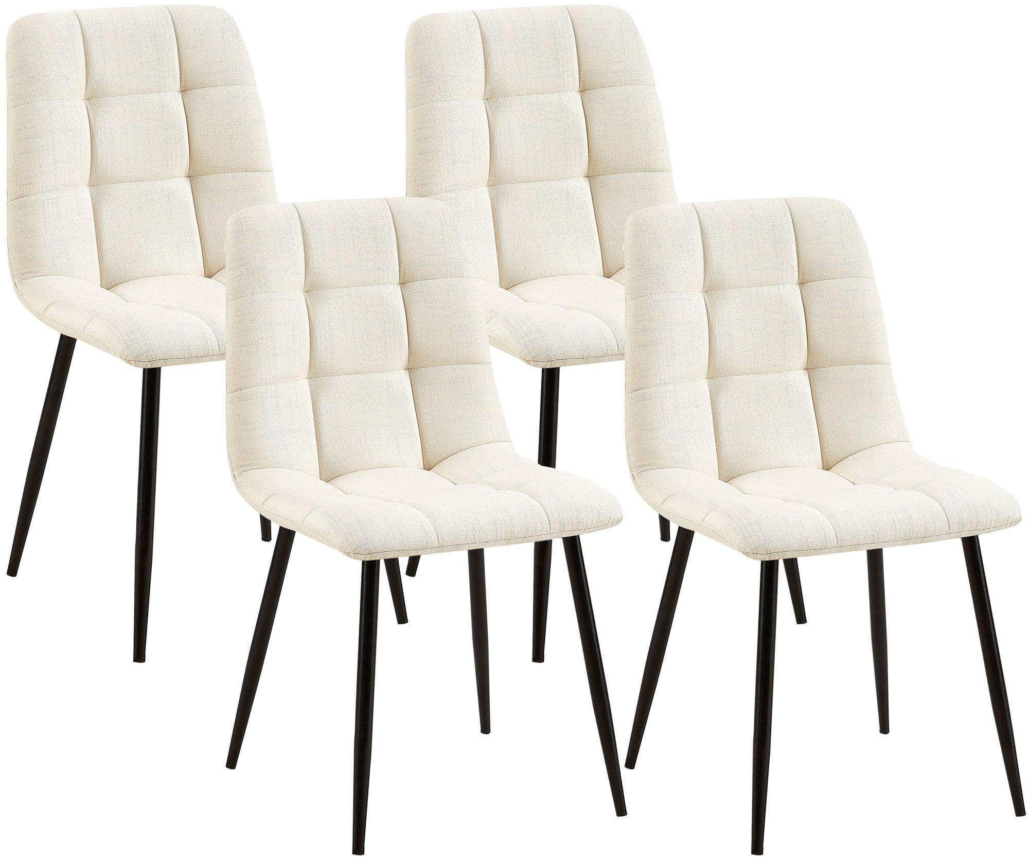 MATSTOL Tilde, set om 4 - Cremefärgad/Svart, Textil/Metall (45/84/55cm) - CLP