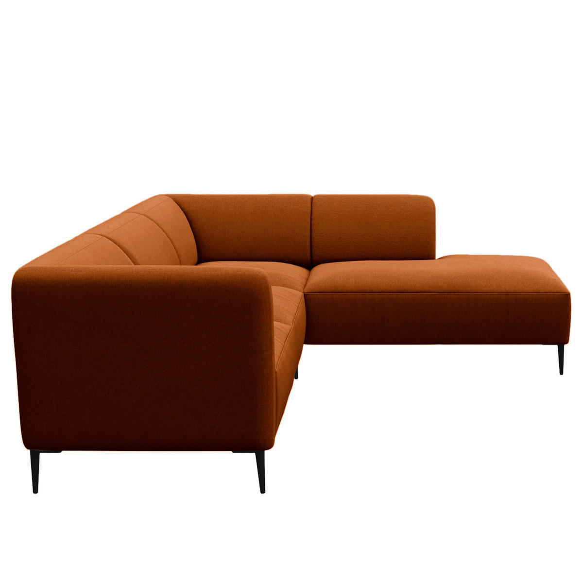 2,5-SITZER ECKSOFA mit Ottomane - Rostfarben/Schwarz, Textil/Metall (252/205cm) - home24