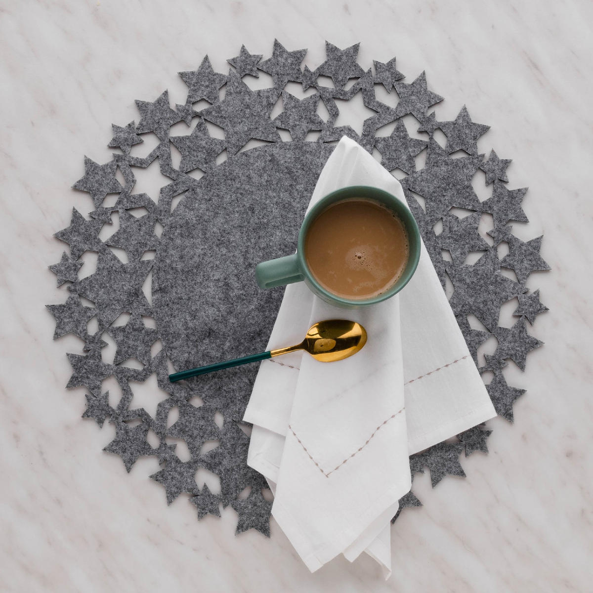 DEKORATIVES TISCHSET Stille - Grau, Textil (38cm) - home&you