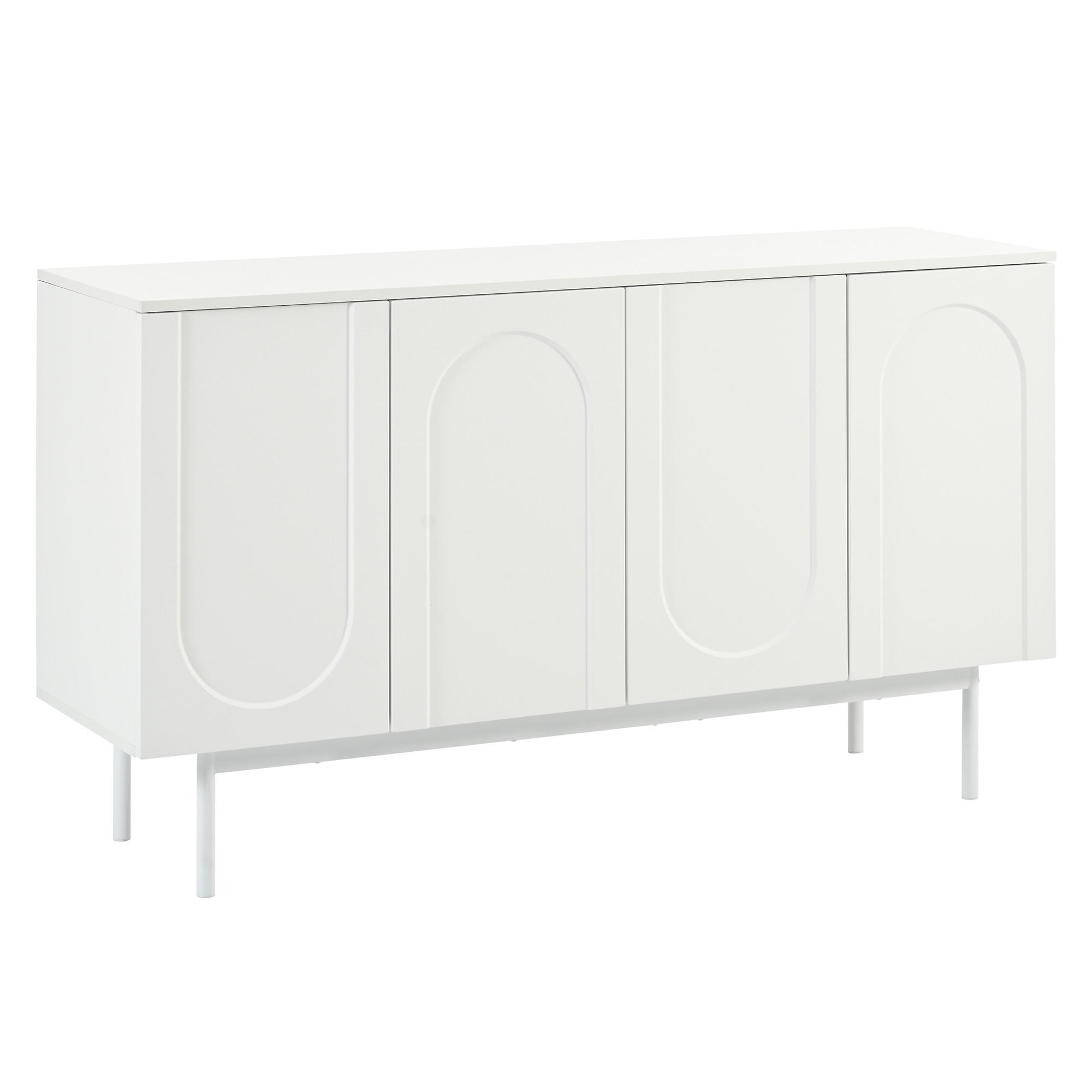 SIDEBOARD mit Druck-zu-Öffnen Türen, 140/42/80cm - Weiß, Holzwerkstoff (140/80/42cm) - Urban Meuble