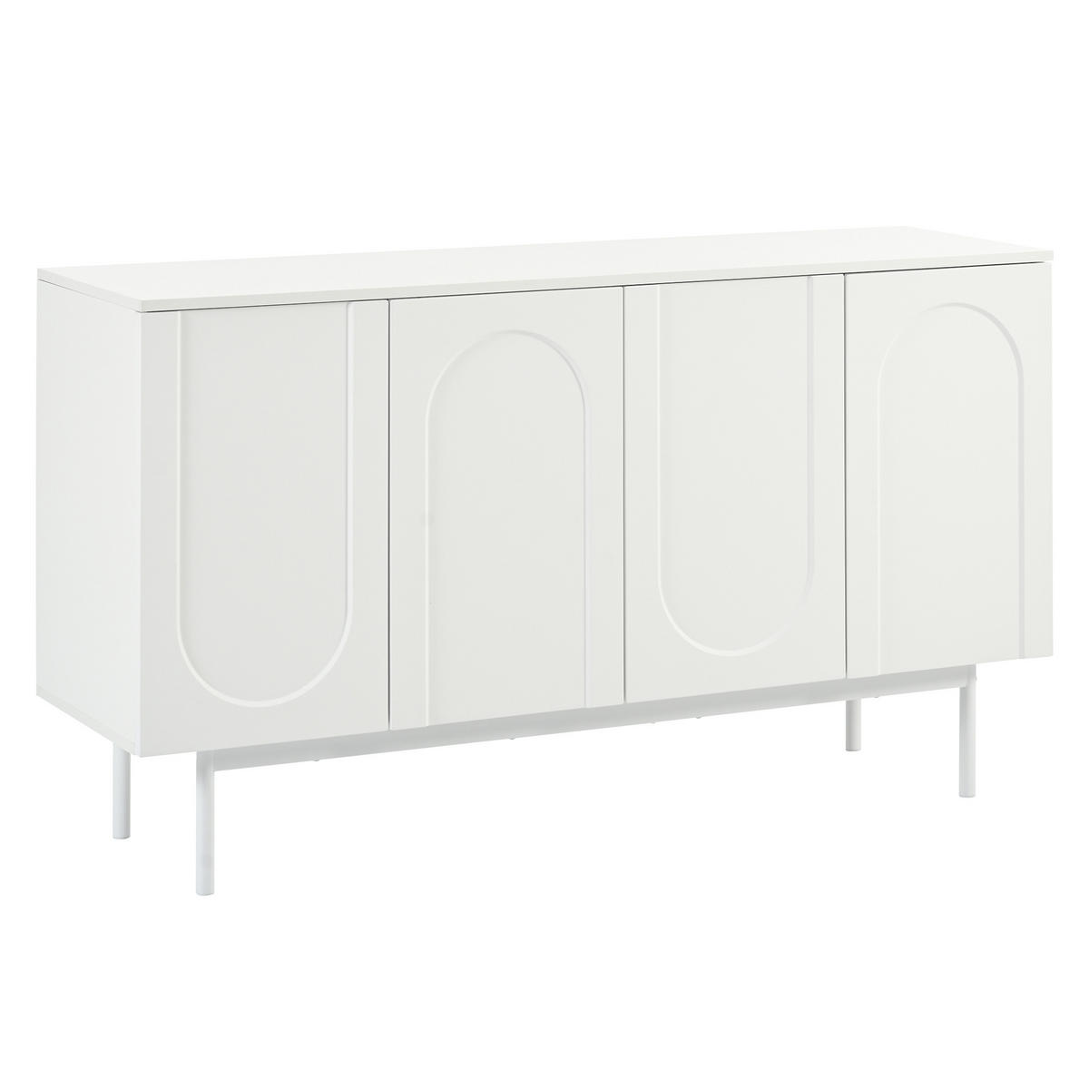SIDEBOARD mit Druck-zu-Öffnen Türen, 140/42/80cm - Weiß, Holzwerkstoff (140/80/42cm) - Urban Meuble