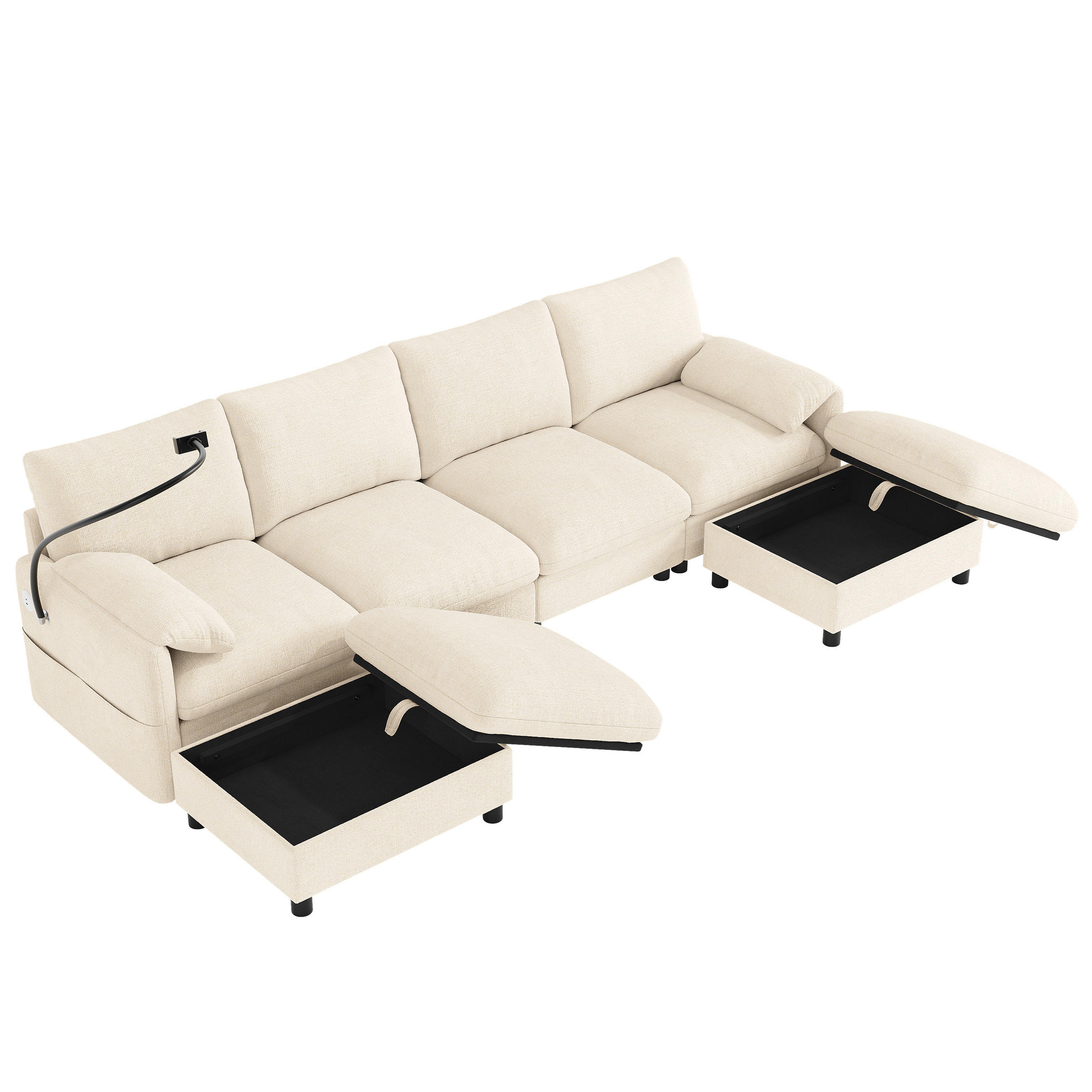 Evryae Schlafsofa Beige 273.5x81x133 cm