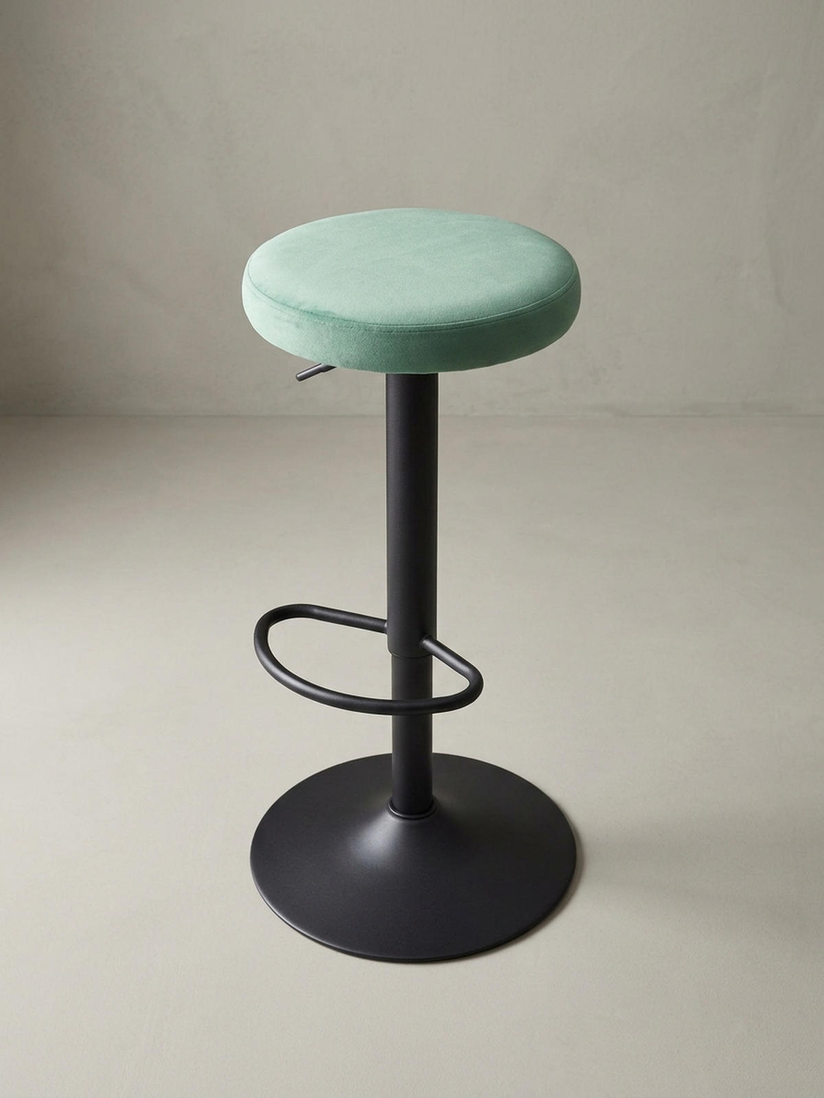 BARHOCKER Höhenverstellbar Eisen Samt Drehbar CAMPANIA, Grün 40x40x79 cm - Schwarz/Grün, Textil/Metall (40/79/40cm) - KADIMA DESIGN
