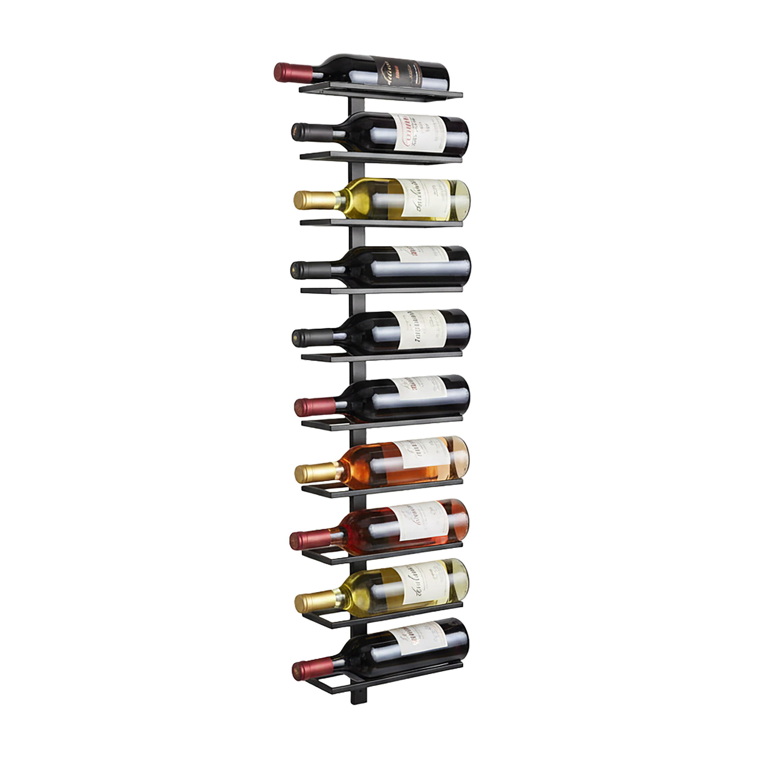 WAND-WEINREGAL - Schwarz, Metall (10/116.5/116cm) - Relaxdays