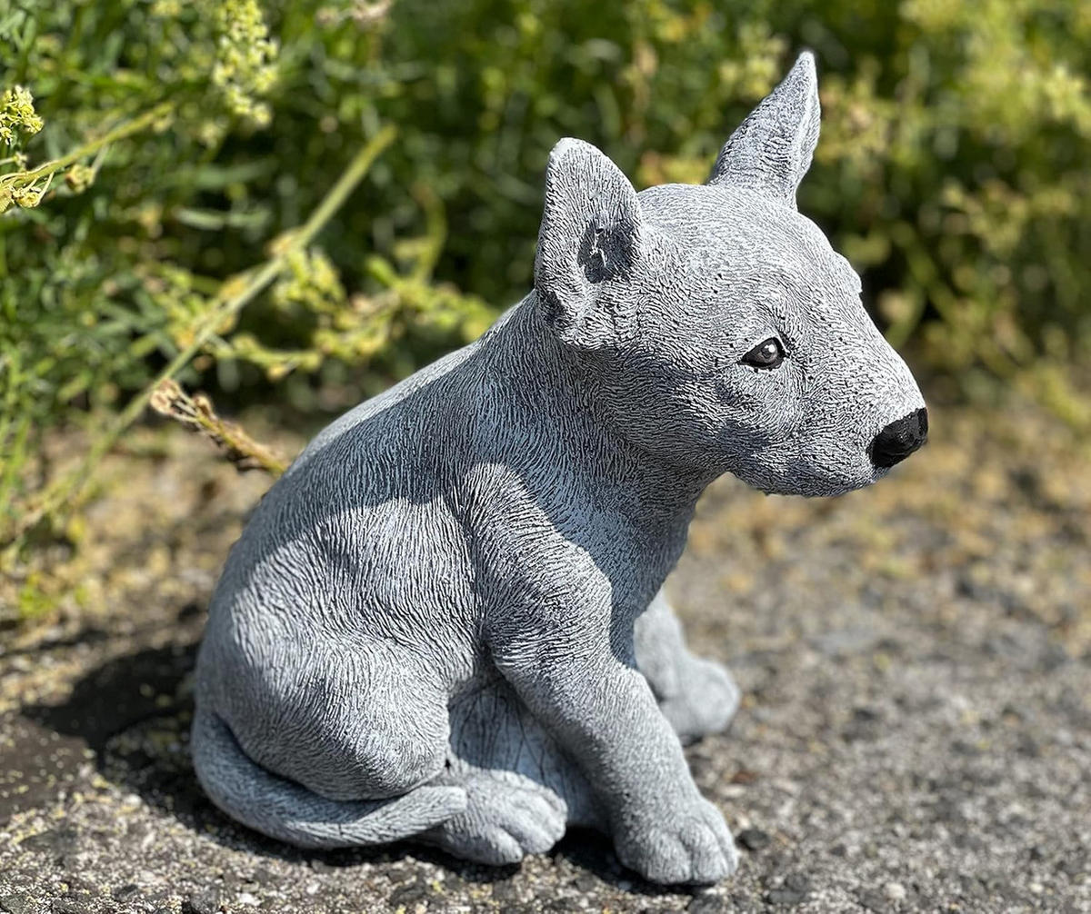 STEINFIGUR Bullterrier, frostfest, massiver Steinguss - Grau, Stein (11/18/15cm) - stoneandstyle