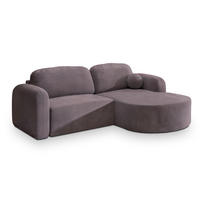 ECKSOFA AMILIA M R-S Lila Velours-Stoff mit Schlaffunktion - Lila, Holz (263/174cm) - MASSENO