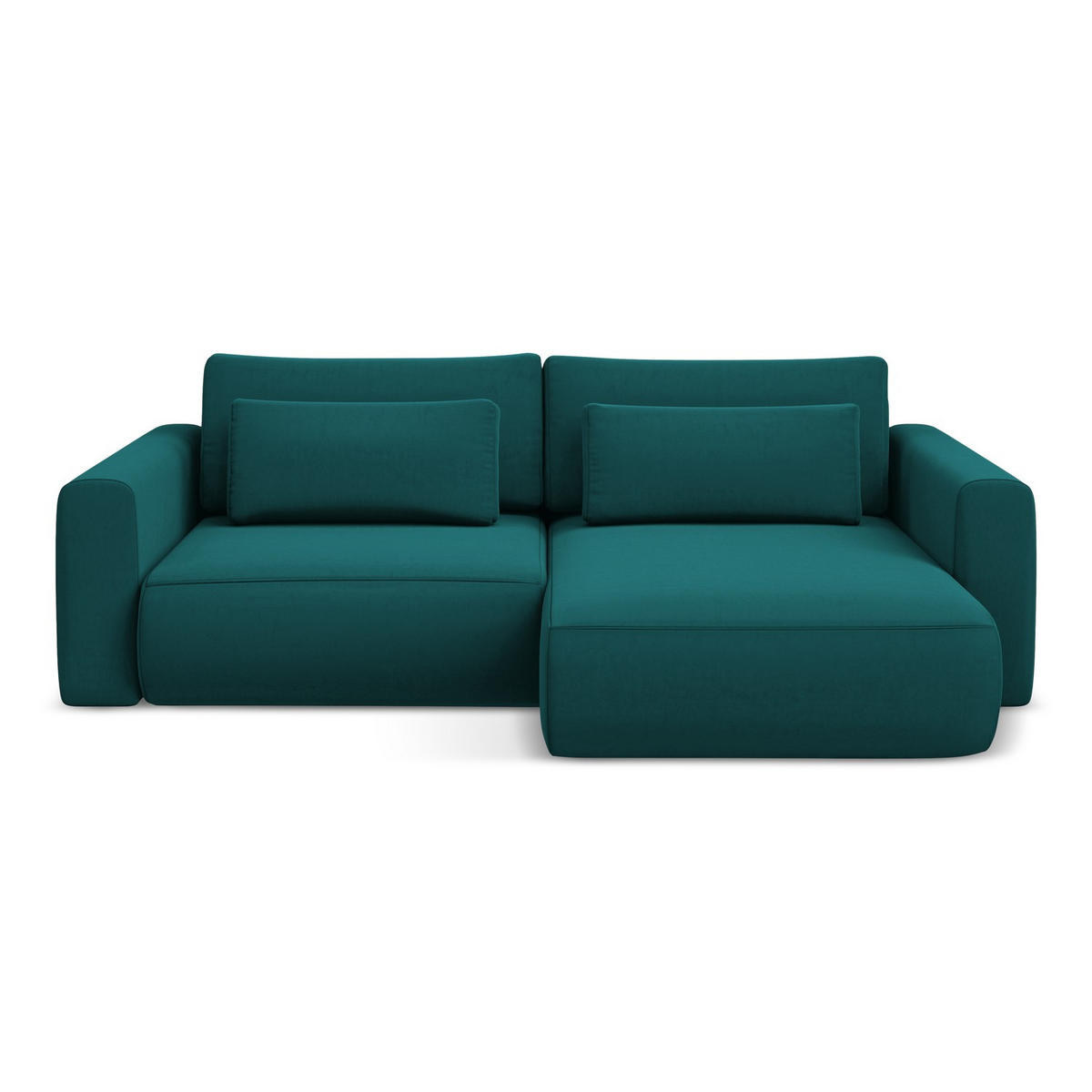 ECKSOFA mit Schlaffunktion Samt Stoff Blau - Blau/Petrol, Kunststoff/Textil (240/149cm) - LaMiaSofa