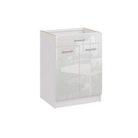 KÜCHENUNTERSCHRANK D60 2D 1SZ weiss glanz - Weiß Hochglanz, Holzwerkstoff (60/82/44cm) - roe furniture