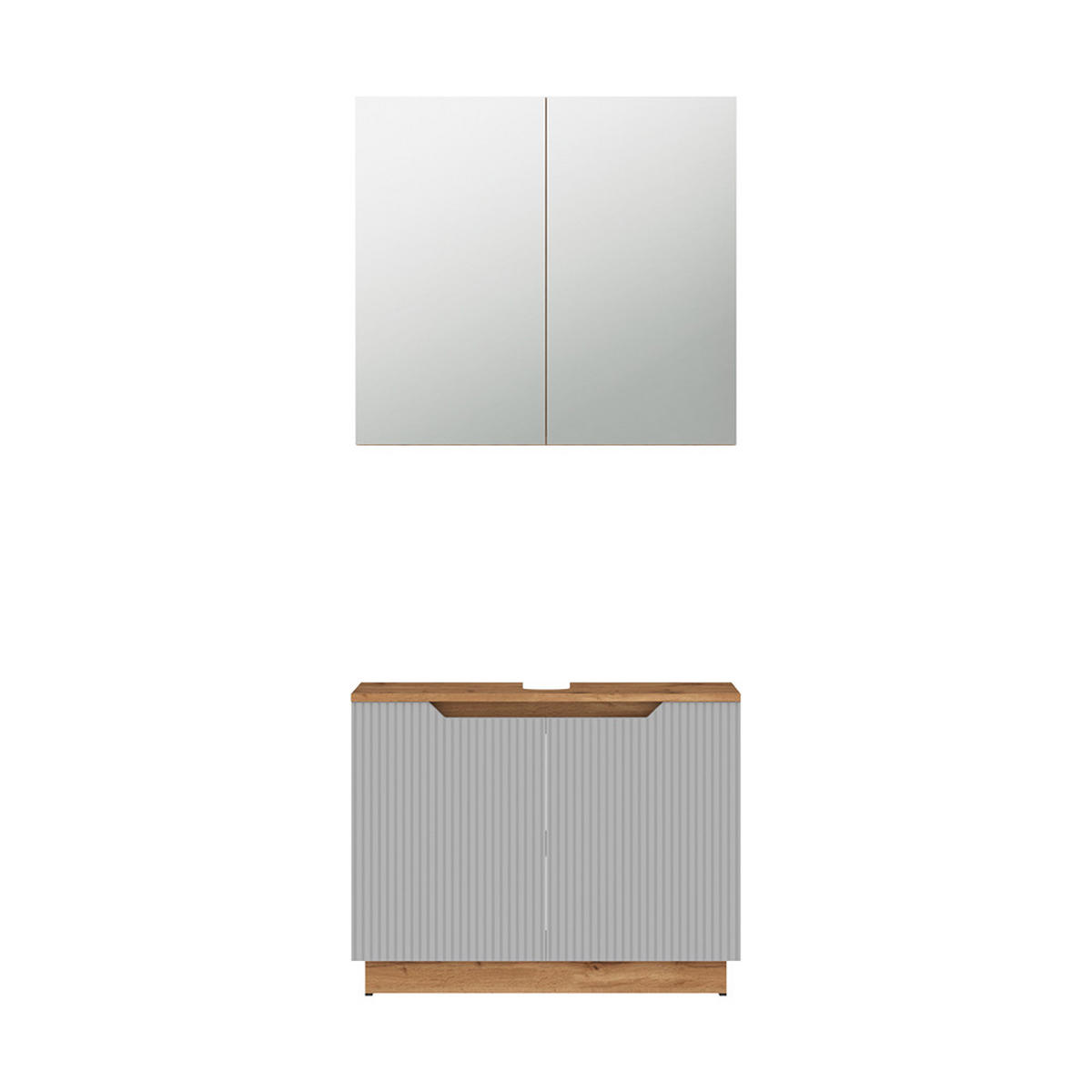 KOUPELNOVÝ NÁBYTEK Lotta Dubový/šedý pruhovaný - šedá/barva dubu, kompozitní dřevo (79.6/62.1/32cm) - Vicco