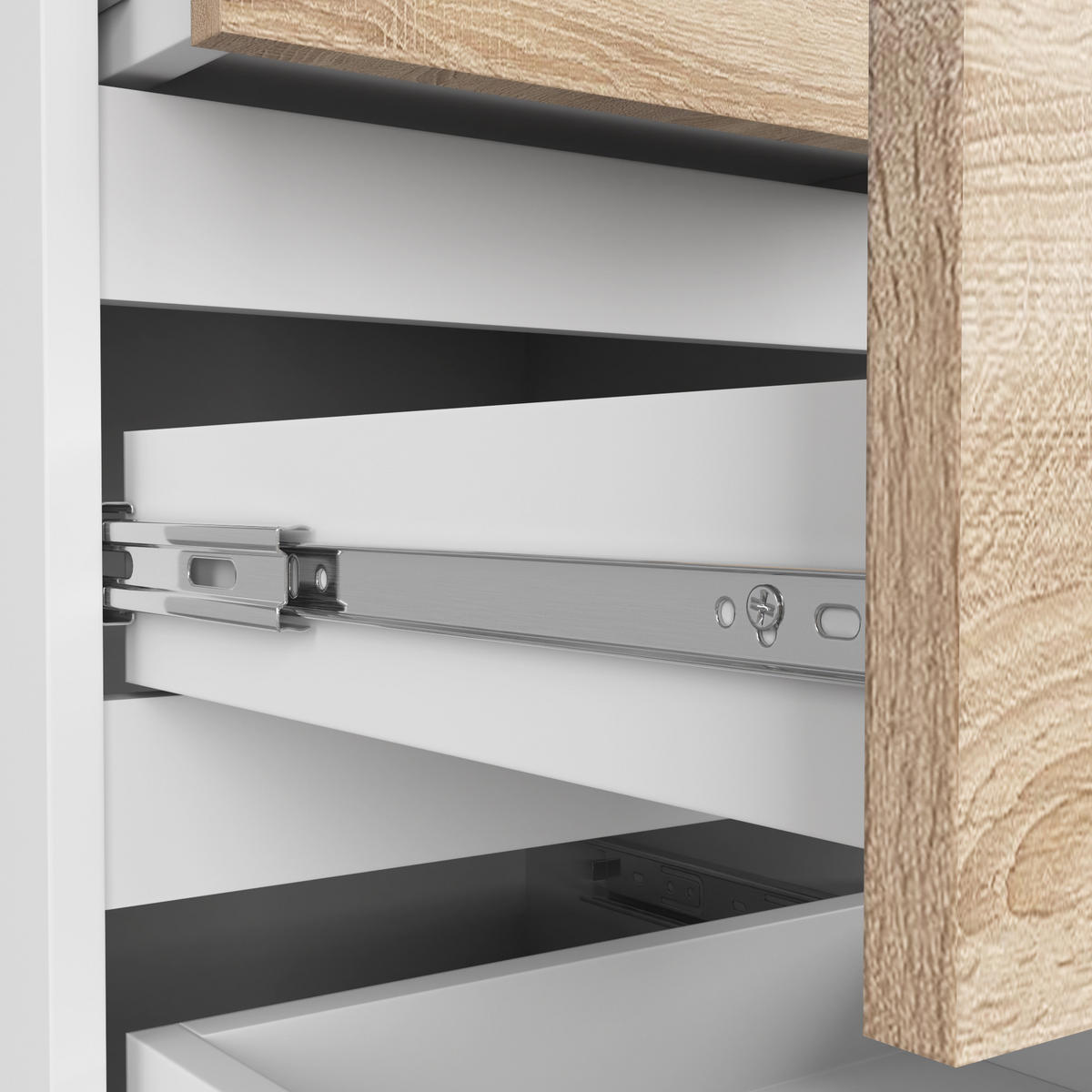 KOMMODE Weiß, Eiche Sonoma 92/40/35 - Weiß, Holzwerkstoff (40/92/35cm) - RAUMHIRSCH FURNITURE