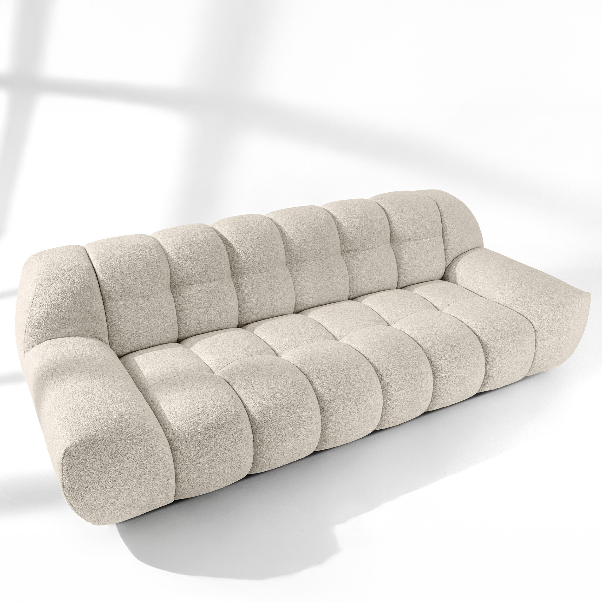 SITZGARNITUR VENA Bouclé, Weiß - Weiß, Holz/Textil (65/38/65cm) - KONSIMO®