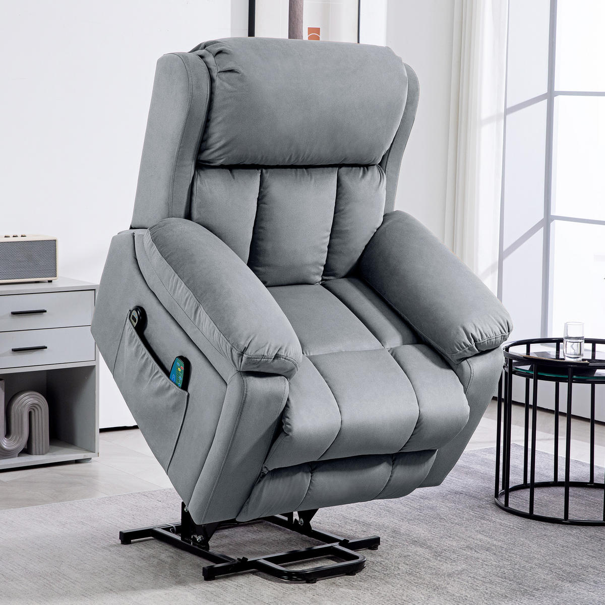 MASSAGESESSEL DE-15423 mit Massage, Heizung und Aufstehhilfe Grau - Grau, Metall (95/103/90cm) - ComfortXL