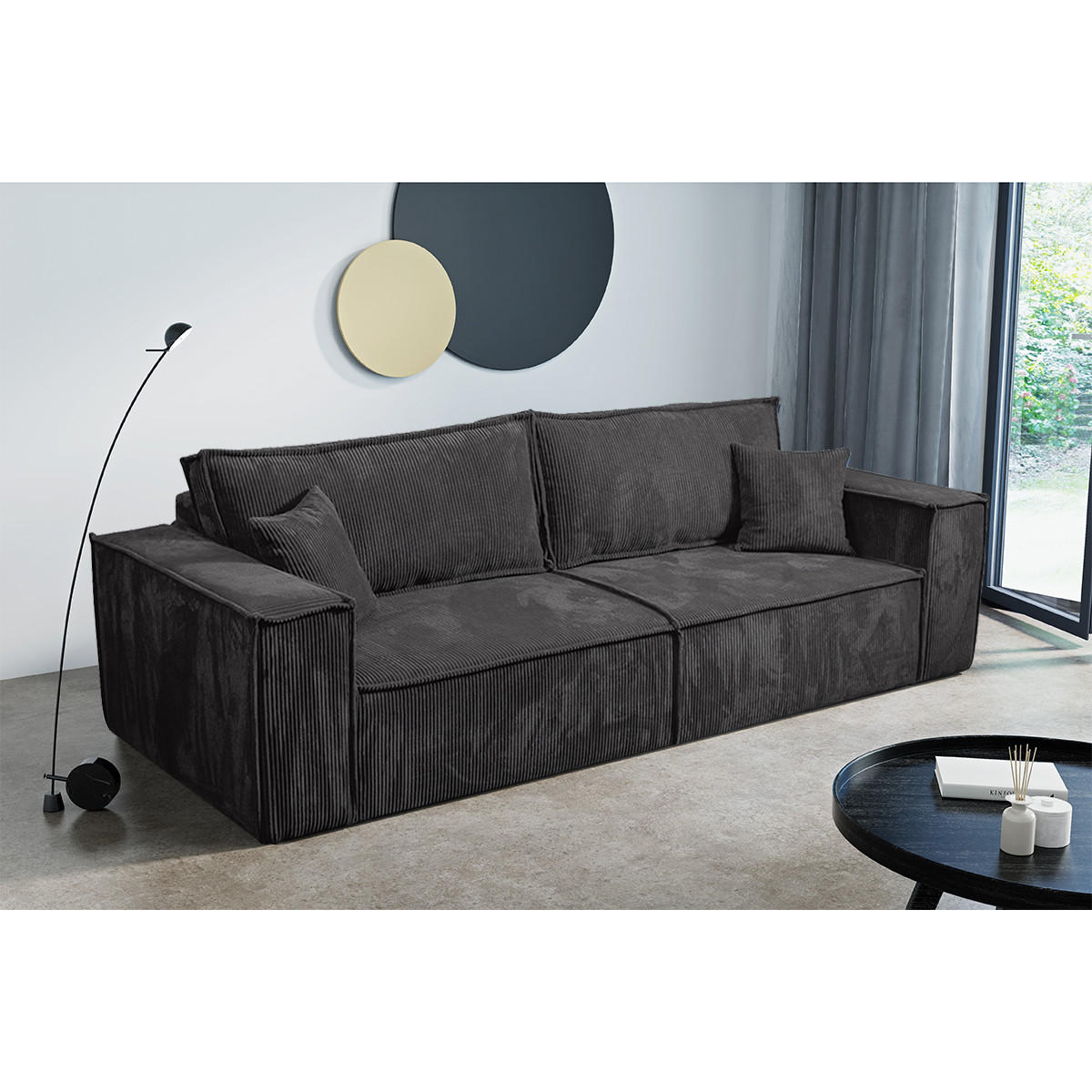 SOFA Isaac 4 Sitzplätze Dunkelgrau - Grau, Holzwerkstoff (255/85/105cm) - Petits-meubles
