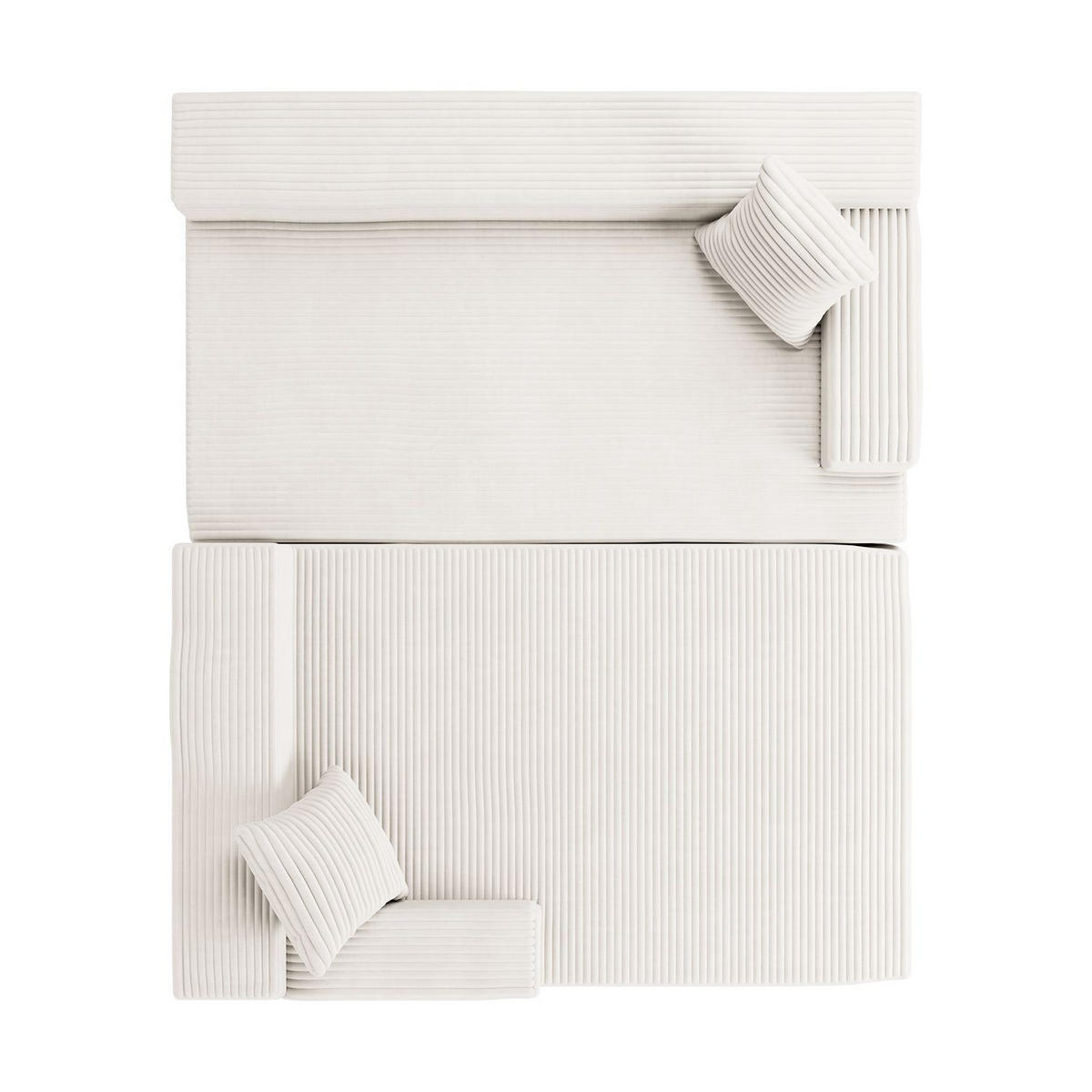 SOFA Coredo creme Cord - Creme, Textil (155/250cm) - Juskys