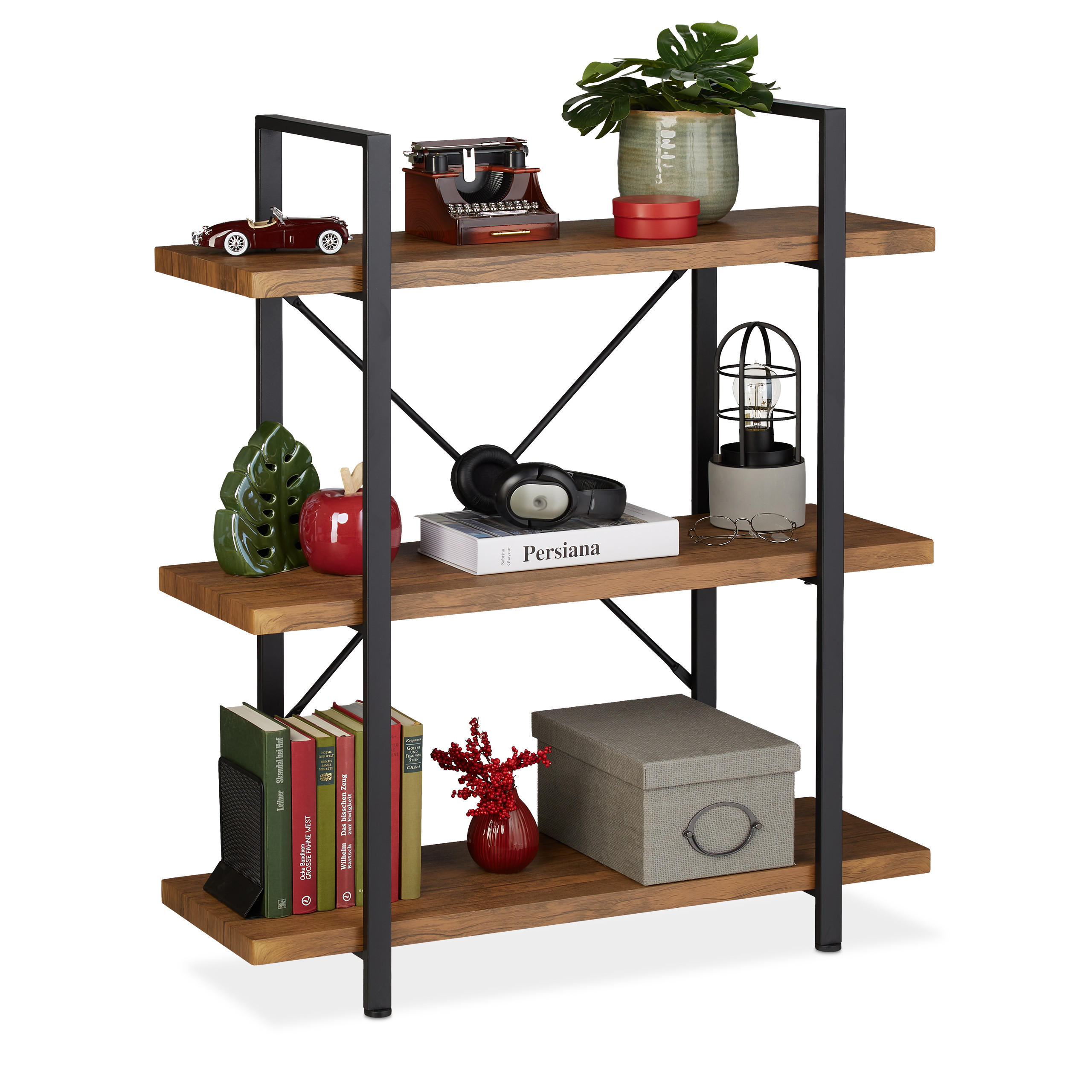 Relaxdays REGAL Braun 90cm × 34cm × 102cm